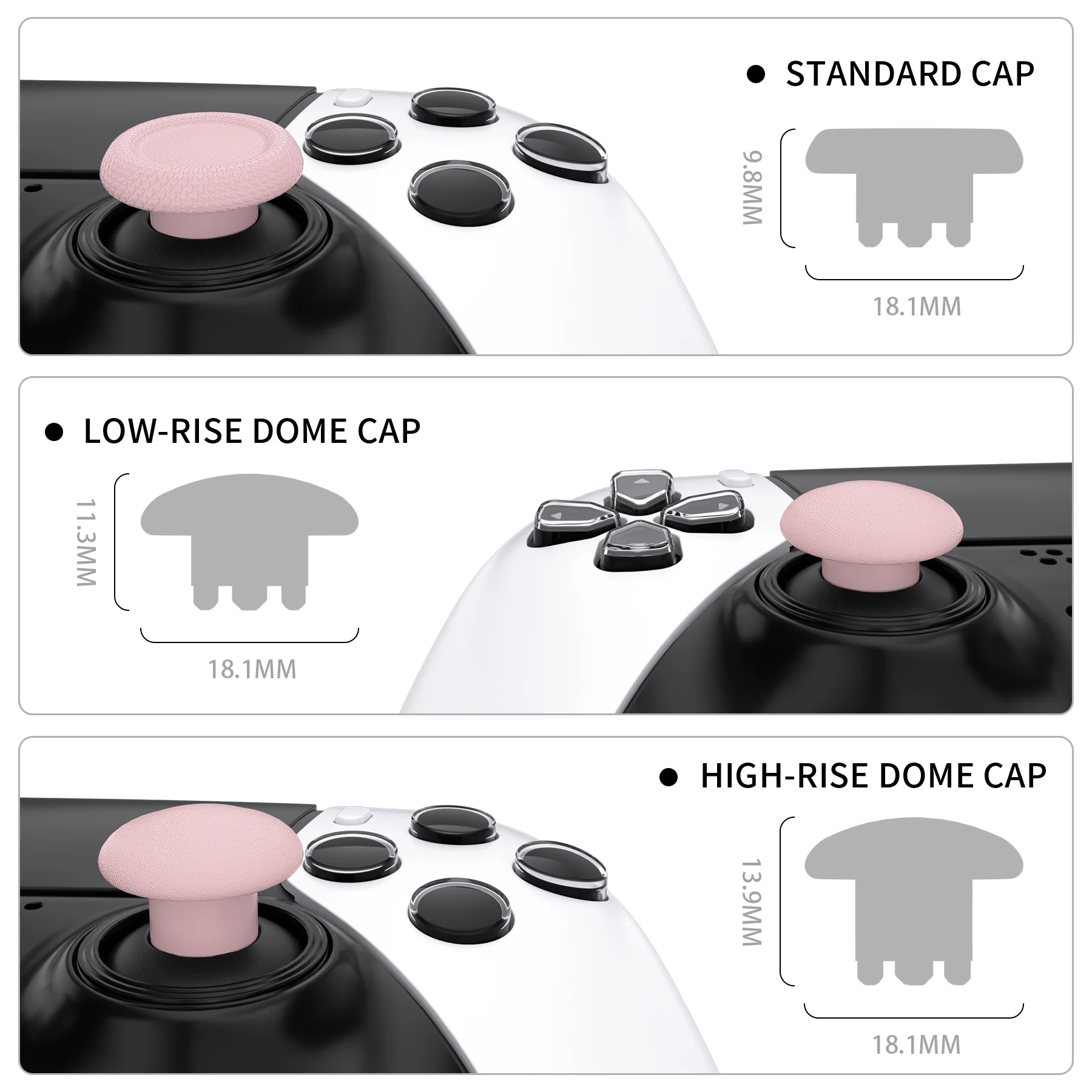eXtremeRate Replacement Swappable Thumbsticks for PS5 Edge Controller - Cherry Blossoms Pink - Image 3