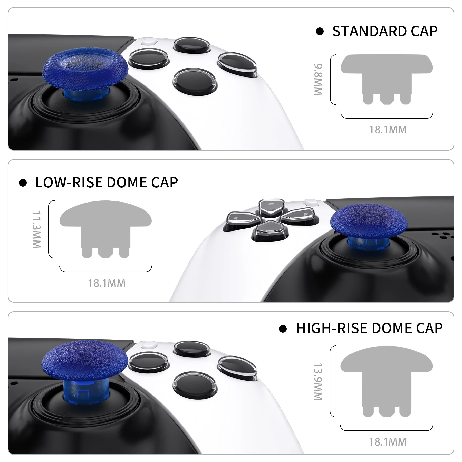 eXtremeRate Replacement Swappable Thumbsticks for PS5 Edge Controller - Clear Blue - Image 3
