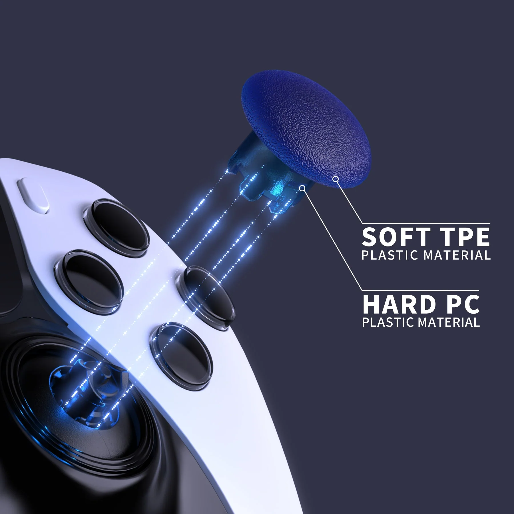 eXtremeRate Replacement Swappable Thumbsticks for PS5 Edge Controller - Clear Blue - Image 7