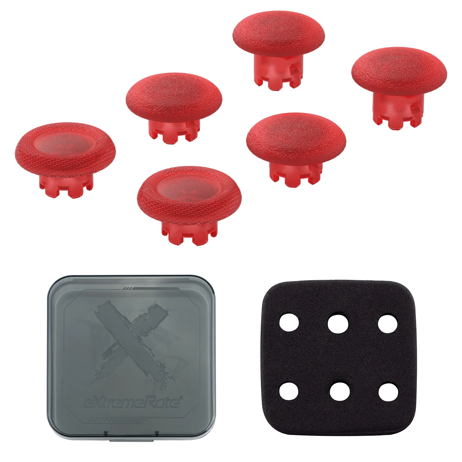eXtremeRate Replacement Swappable Thumbsticks for PS5 Edge Controller - Clear Red - Image 2