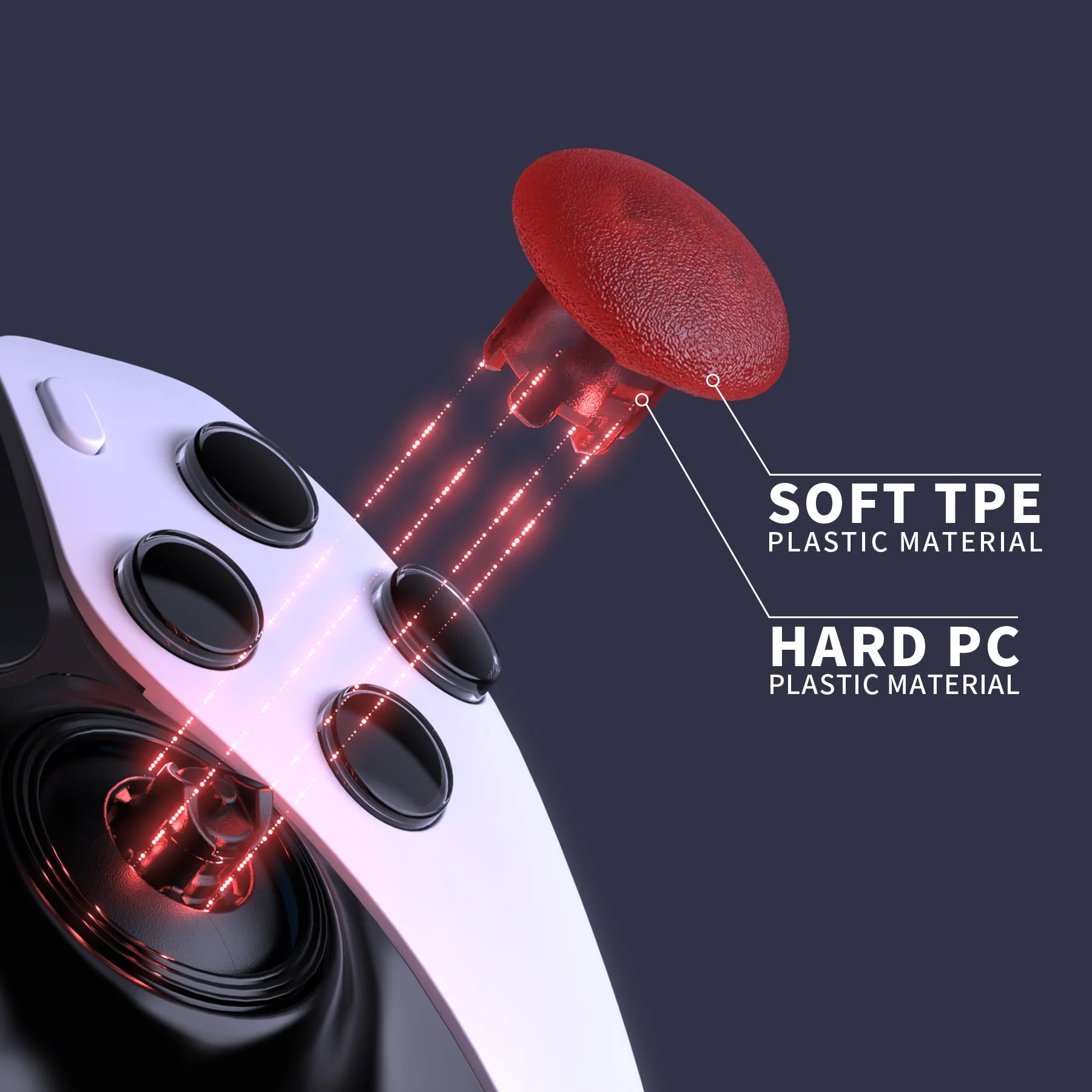 eXtremeRate Replacement Swappable Thumbsticks for PS5 Edge Controller - Clear Red - Image 7
