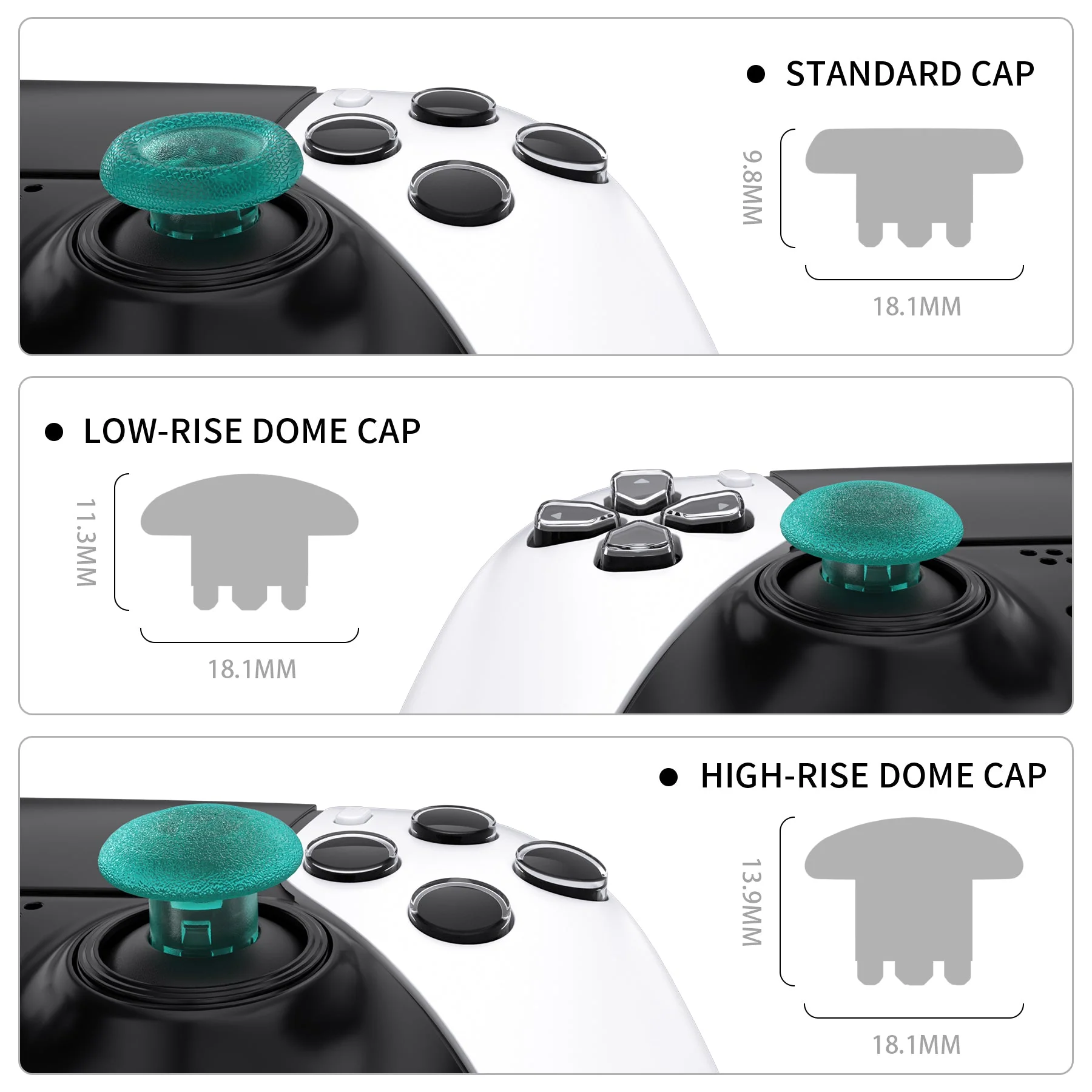 eXtremeRate Replacement Swappable Thumbsticks for PS5 Edge Controller - Emerald Green - Image 3