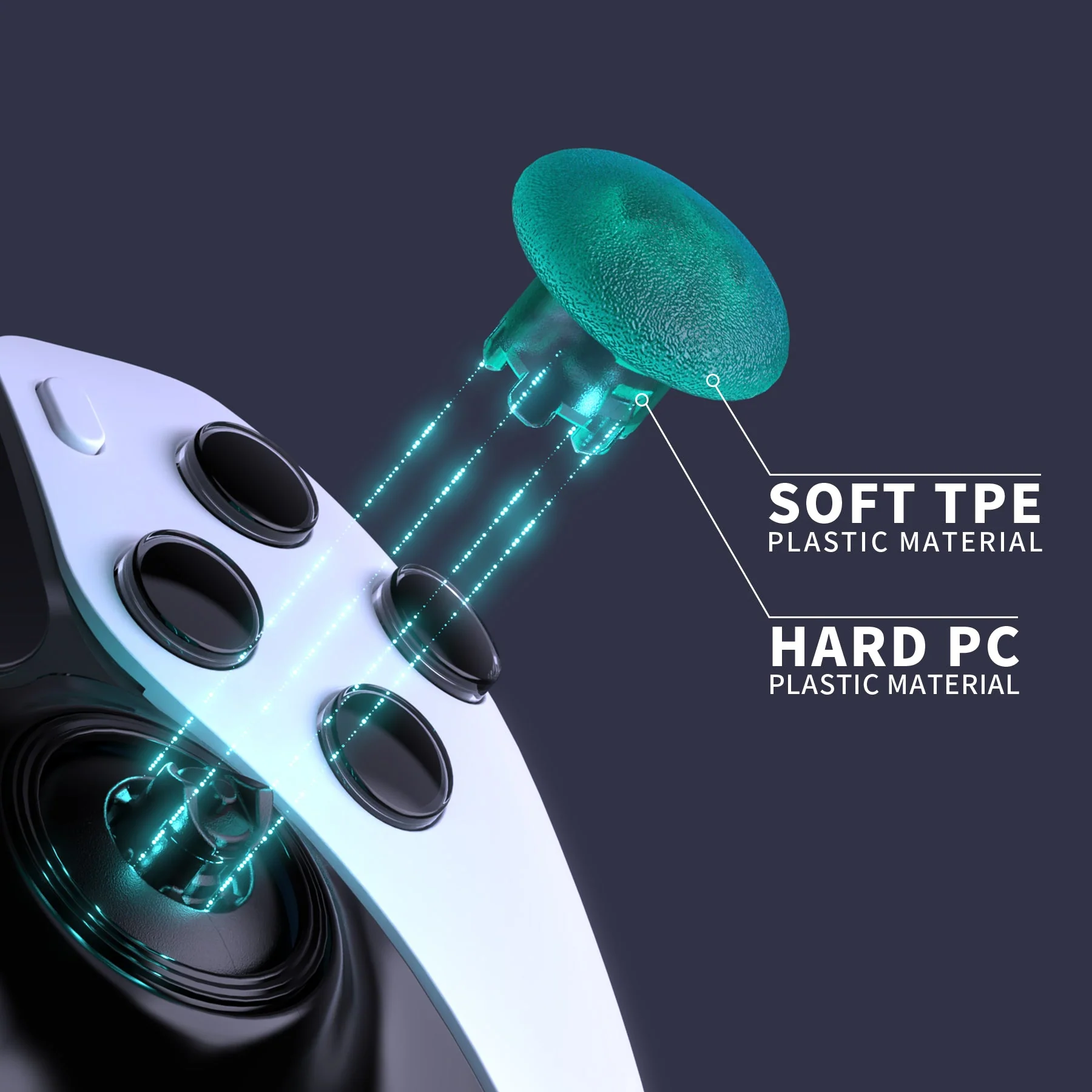 eXtremeRate Replacement Swappable Thumbsticks for PS5 Edge Controller - Emerald Green - Image 7