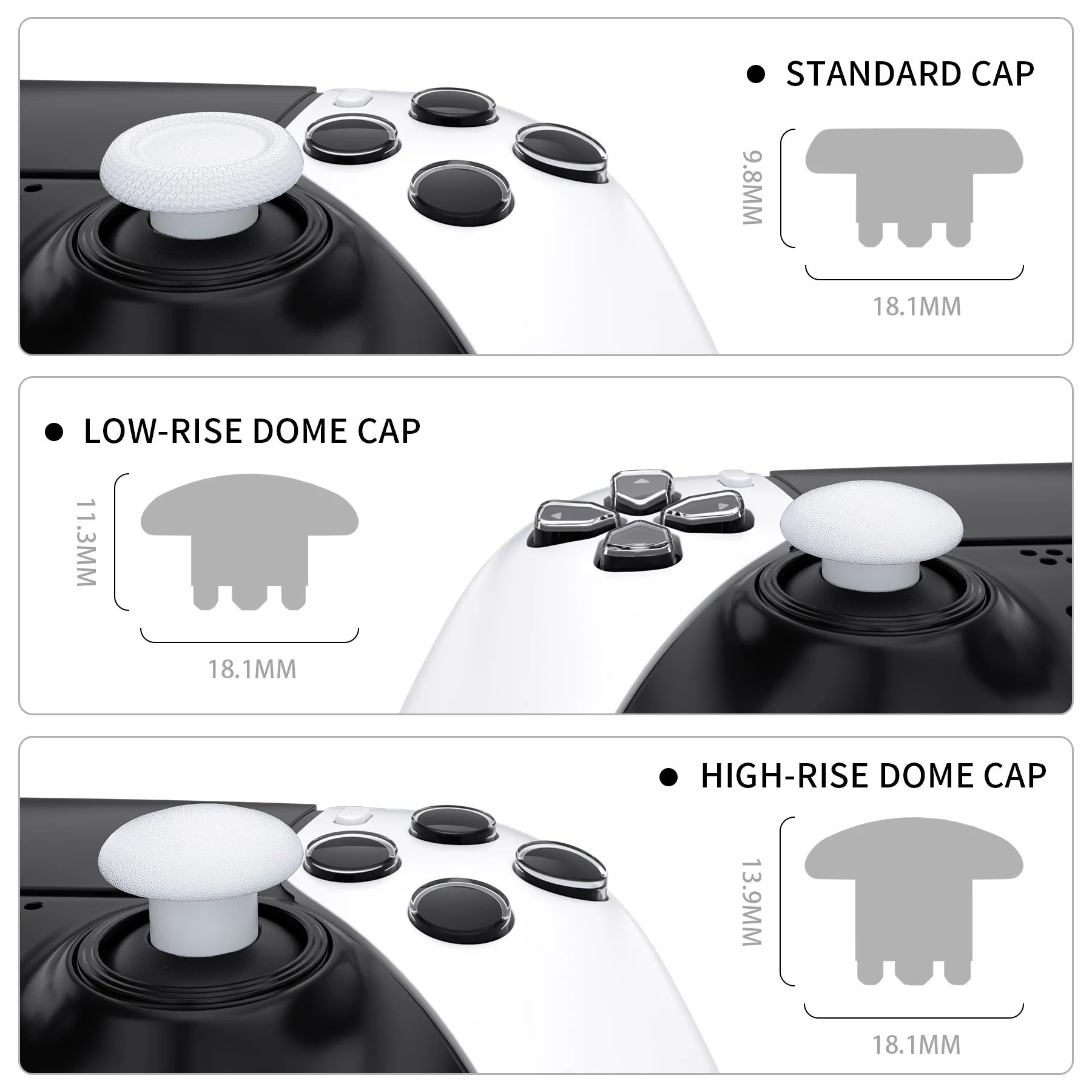 eXtremeRate Replacement Swappable Thumbsticks for PS5 Edge Controller - Robot White - Image 3