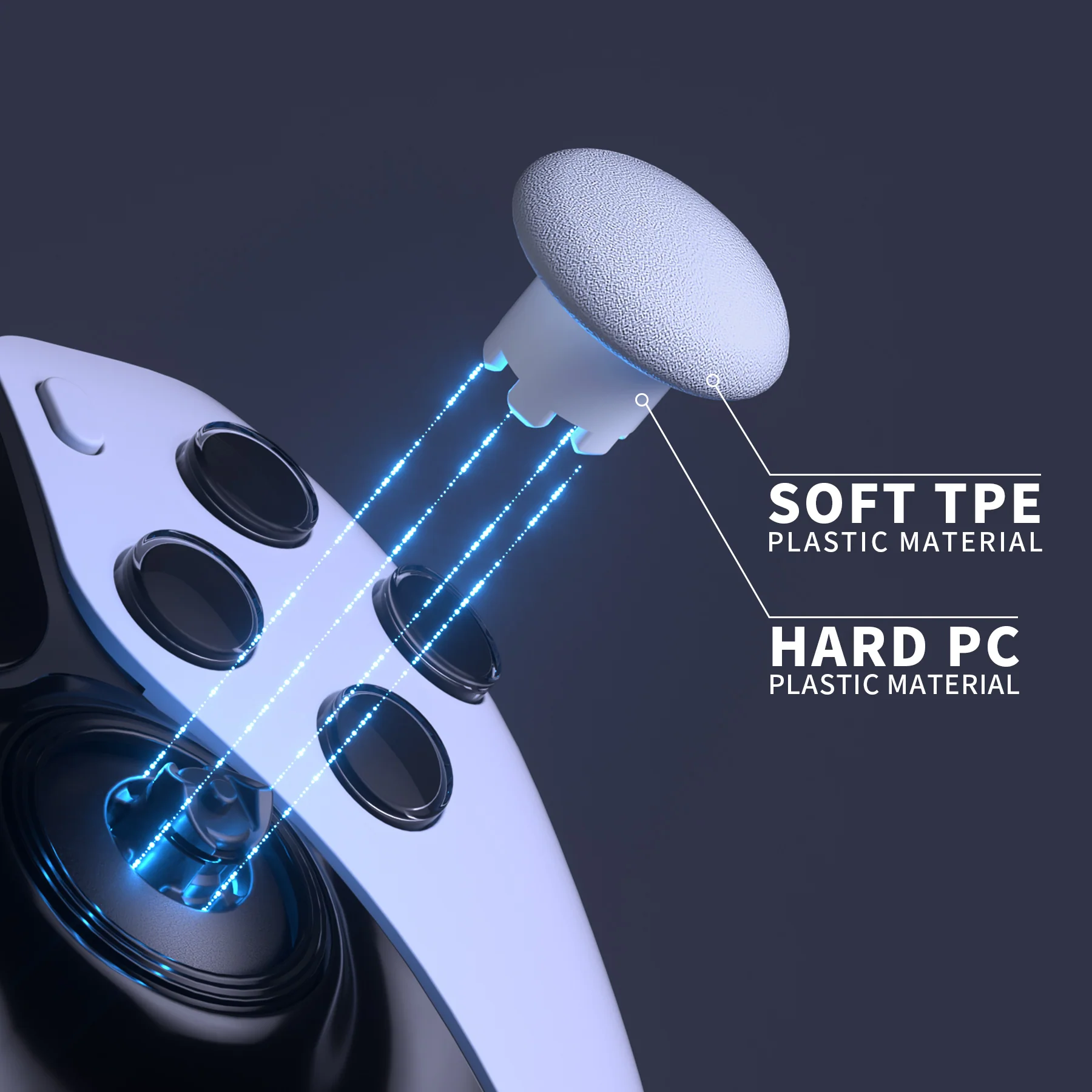 eXtremeRate Replacement Swappable Thumbsticks for PS5 Edge Controller - Robot White - Image 5
