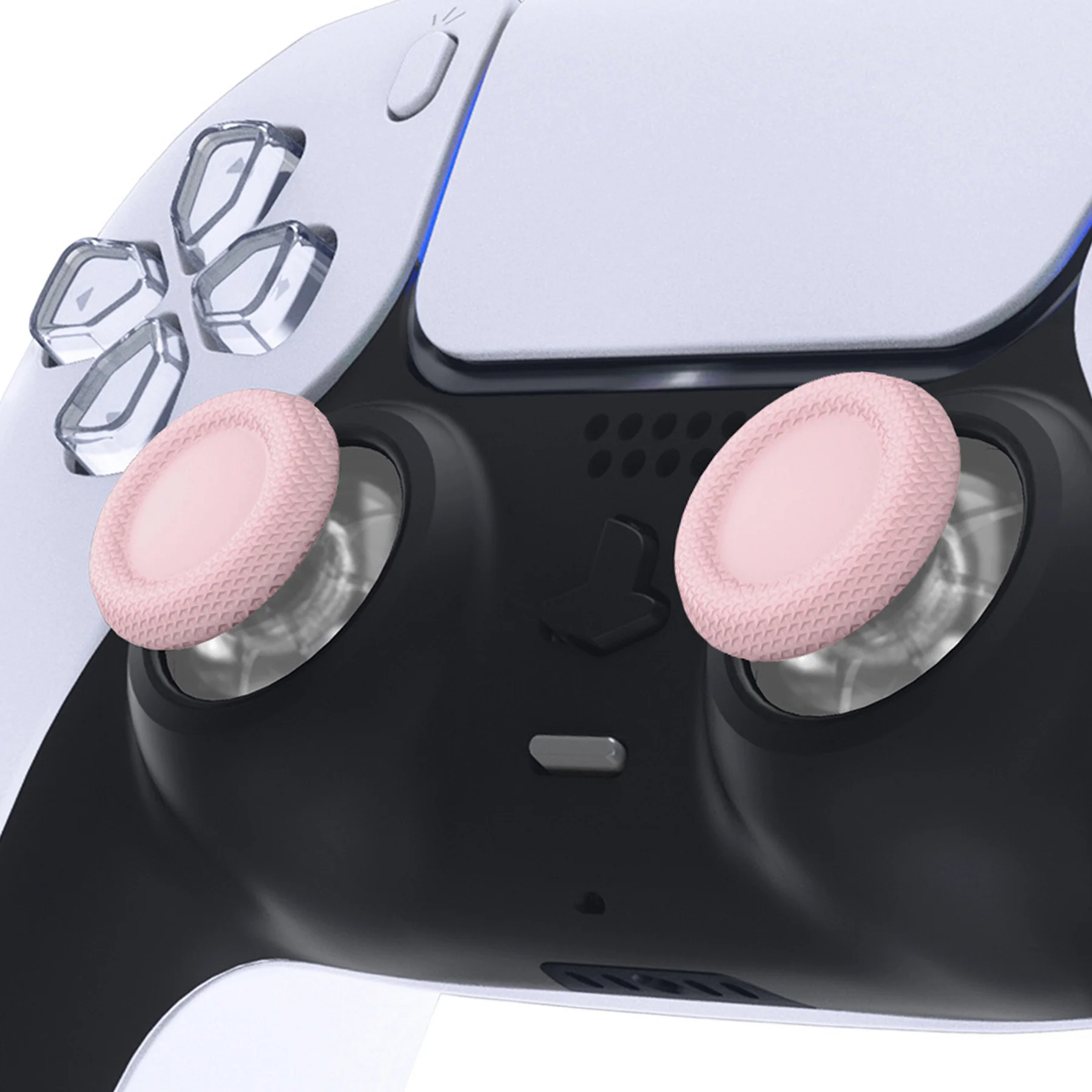 eXtremeRate Replacement Thumbsticks Analog Stick Joystick Compatible with PS5 & PS4 All Model Controller - Clear & Cherry Blossoms Pink - Image 2