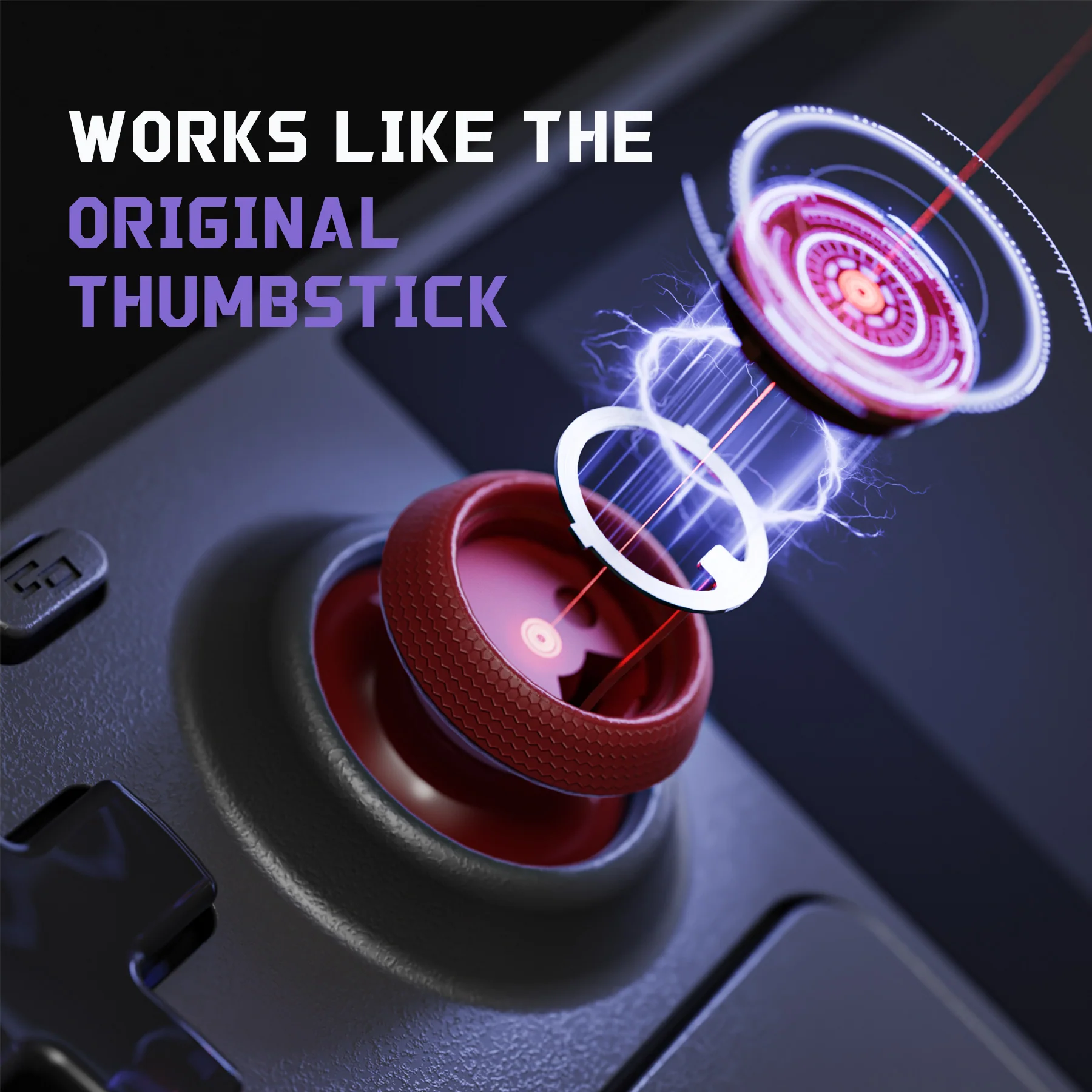 eXtremeRate Replacement Thumbsticks with Original Touch Sensing for Steam Deck LCD & OLED - Carmine Red - Image 3