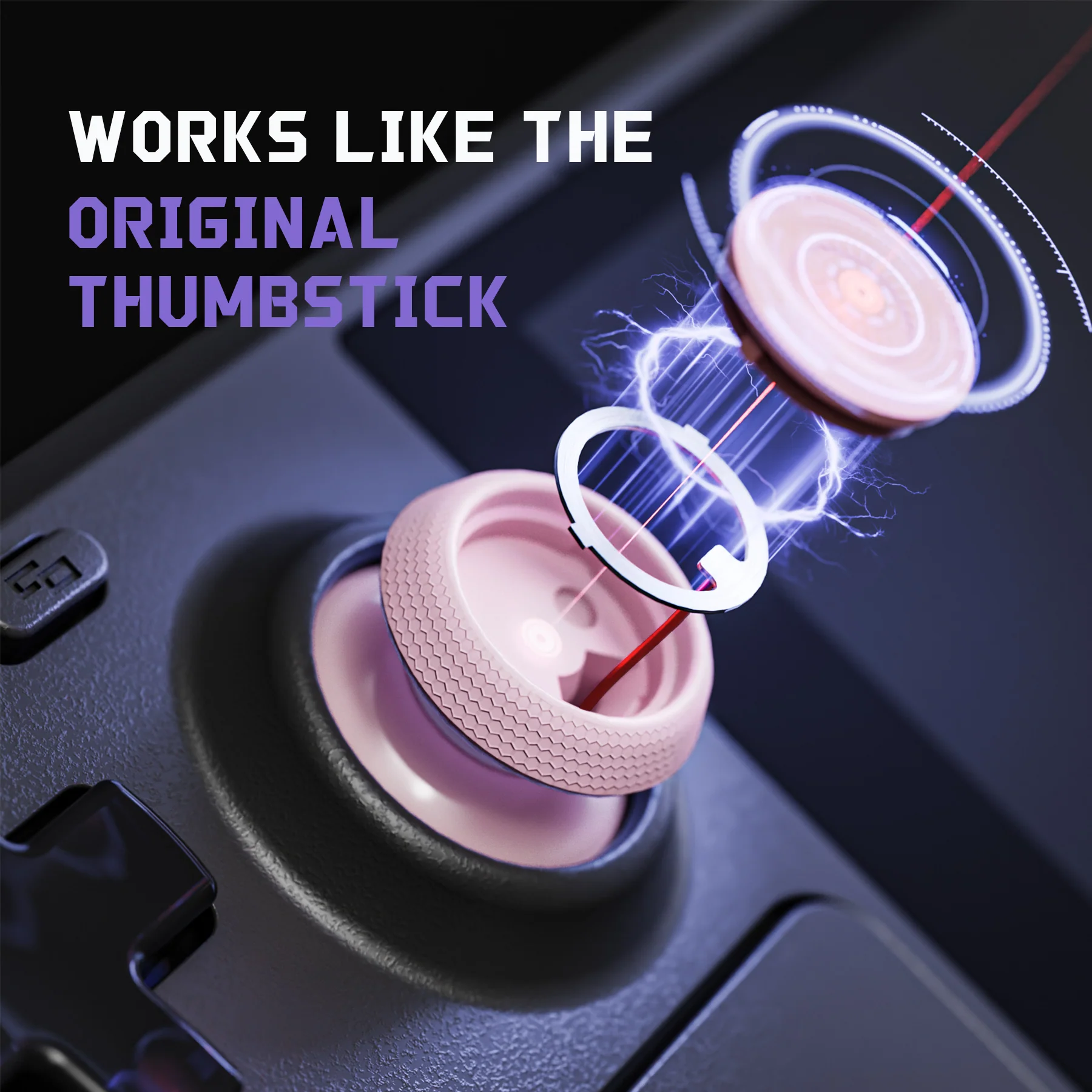 eXtremeRate Replacement Thumbsticks with Original Touch Sensing for Steam Deck LCD & OLED - Cherry Blossoms Pink - Image 3