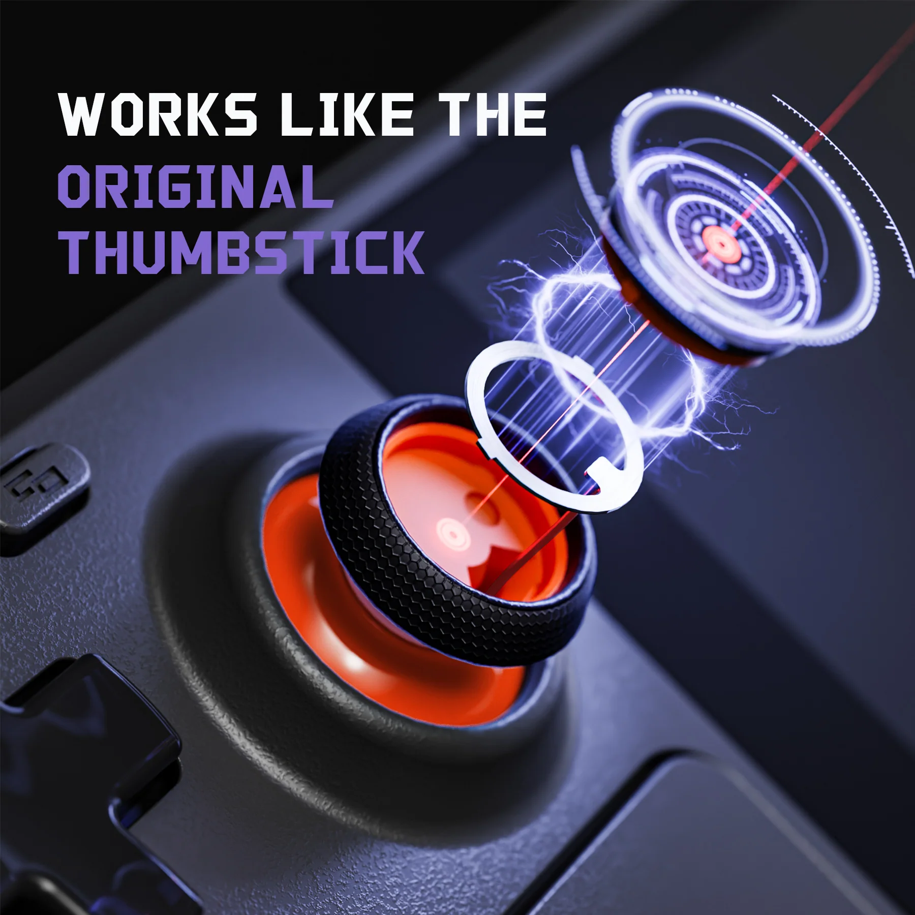 eXtremeRate Replacement Thumbsticks with Original Touch Sensing for Steam Deck LCD & OLED - Orange & Black - Image 3