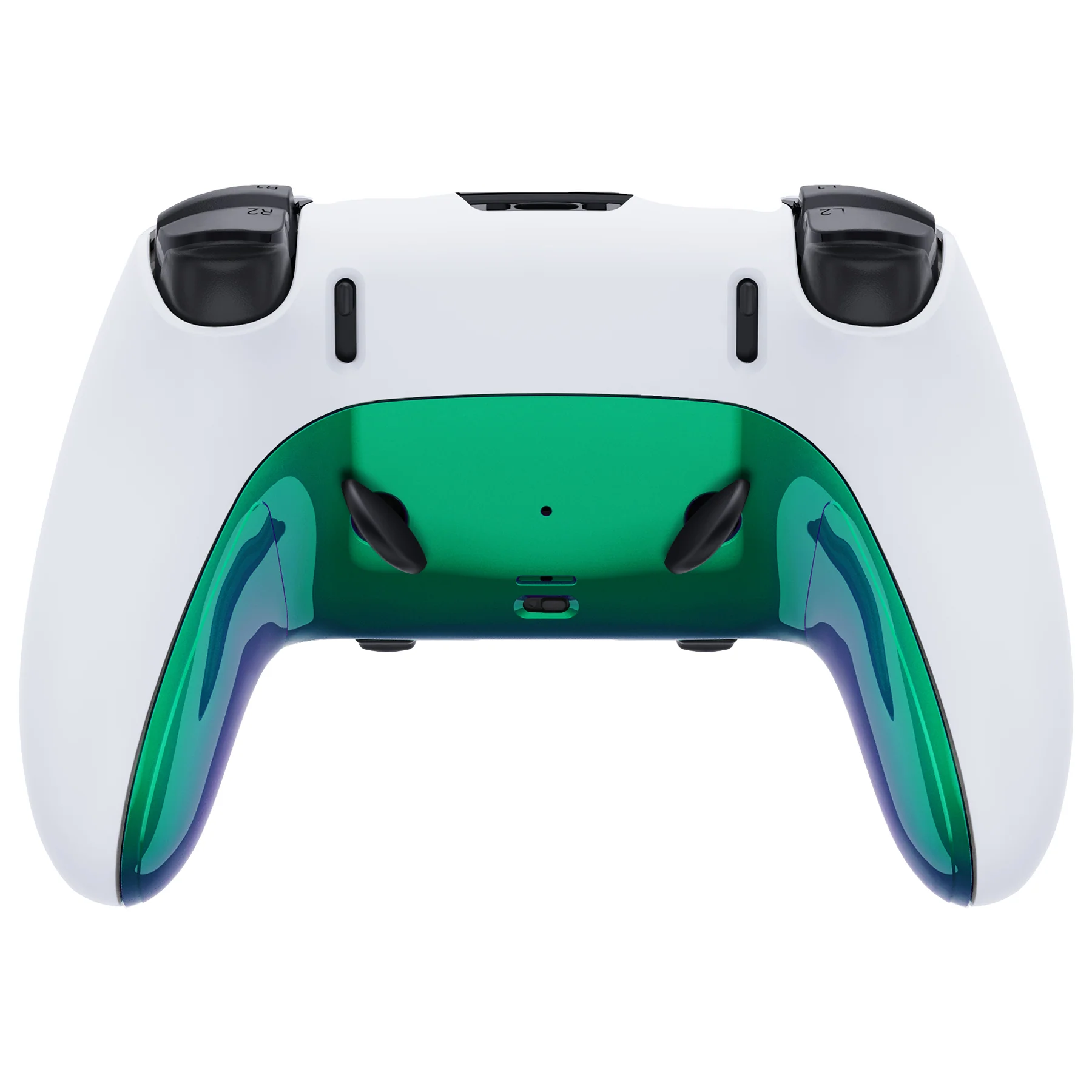 eXtremeRate Replacement Top Bottom Decorative Trim Shell Compatible with PS5 Edge Controller - Chameleon Green Purple - Image 5