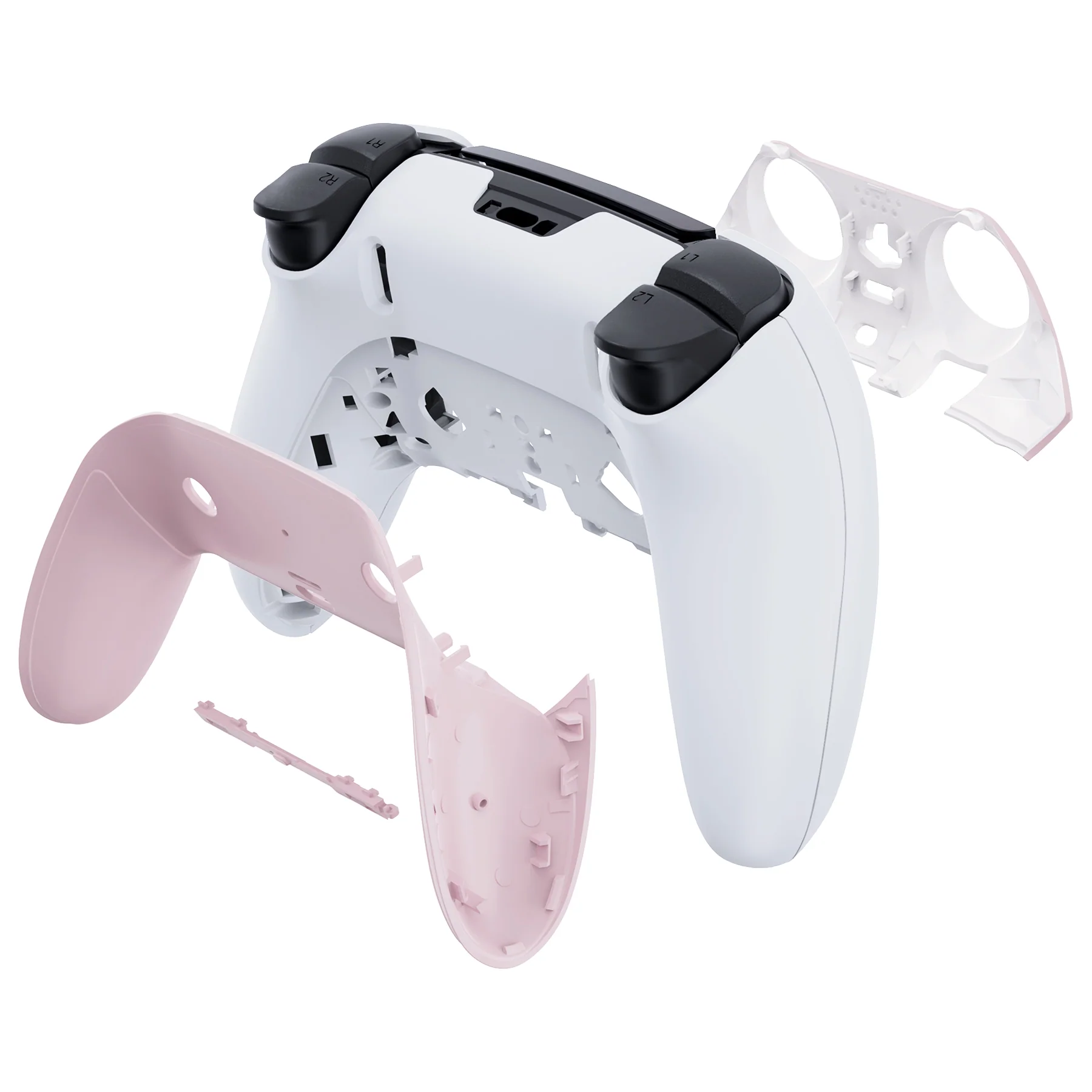 eXtremeRate Replacement Top Bottom Decorative Trim Shell Compatible with PS5 Edge Controller - Cherry Blossoms Pink - Image 7