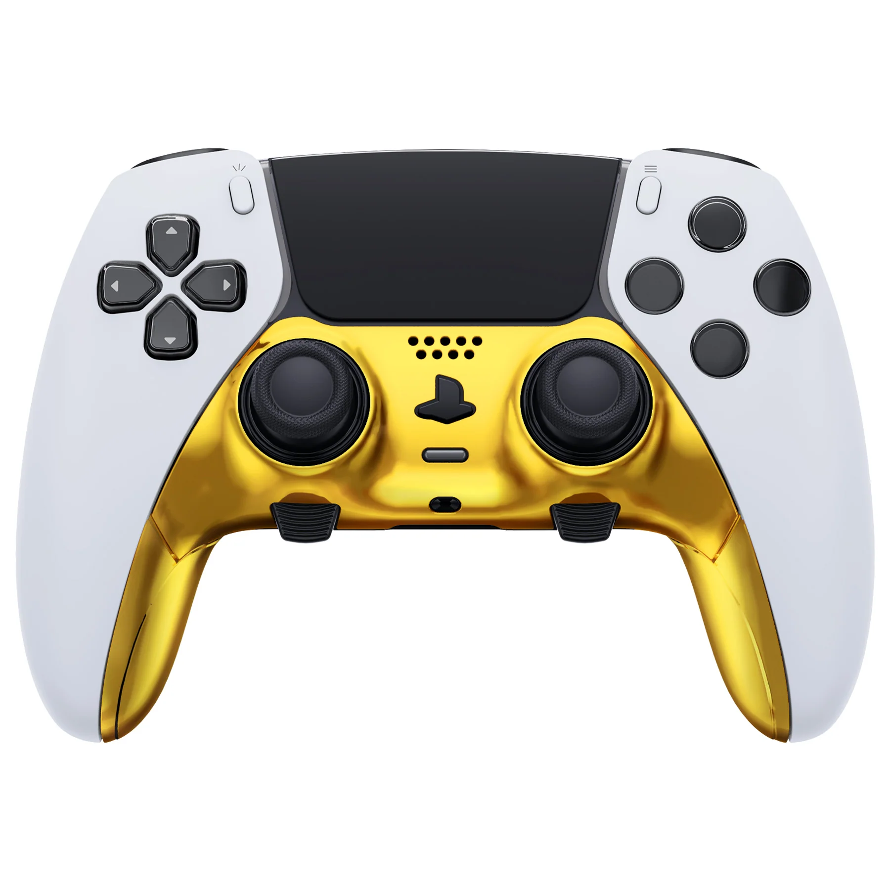 eXtremeRate Replacement Top Bottom Decorative Trim Shell Compatible with PS5 Edge Controller - Chrome Gold - Image 2