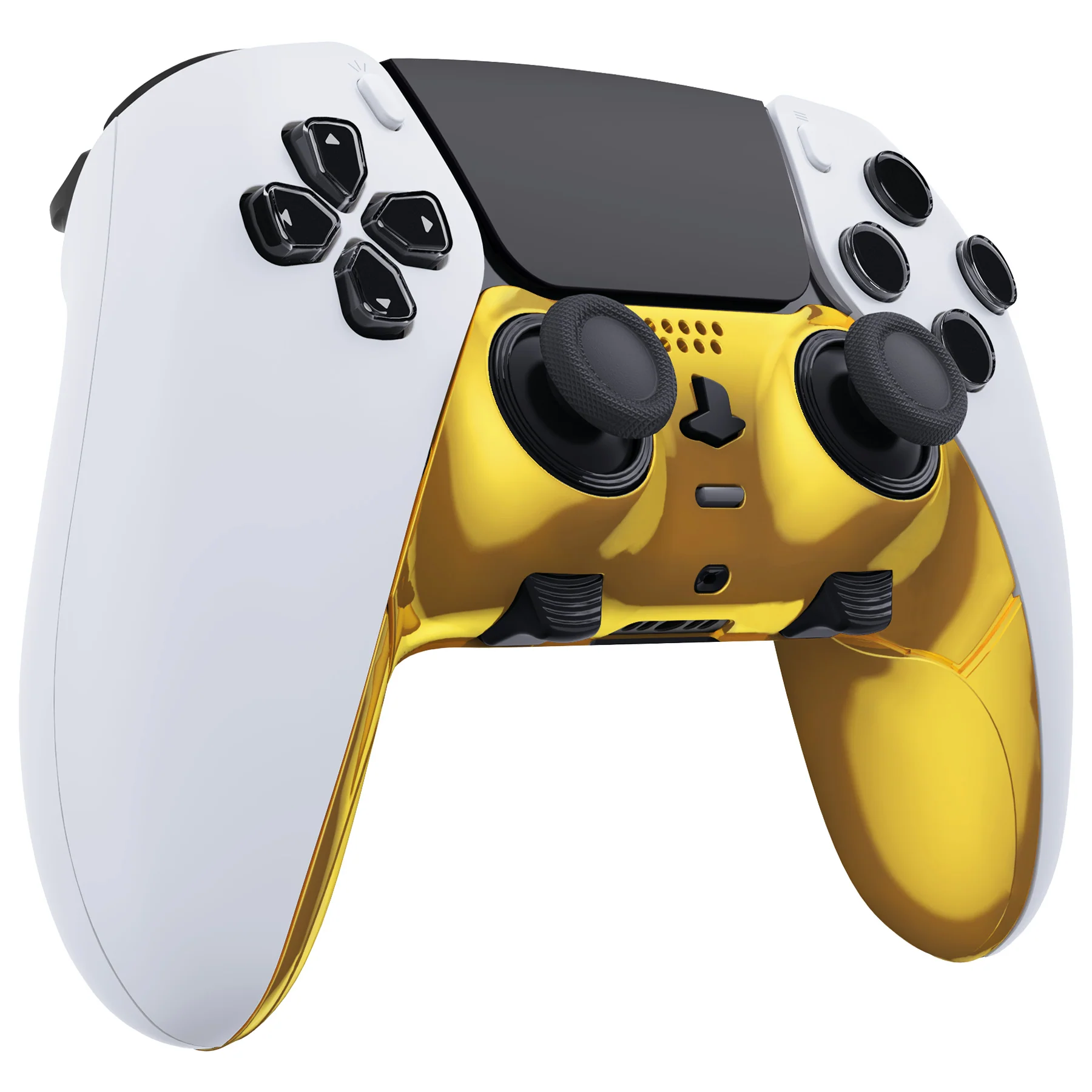eXtremeRate Replacement Top Bottom Decorative Trim Shell Compatible with PS5 Edge Controller - Chrome Gold - Image 3