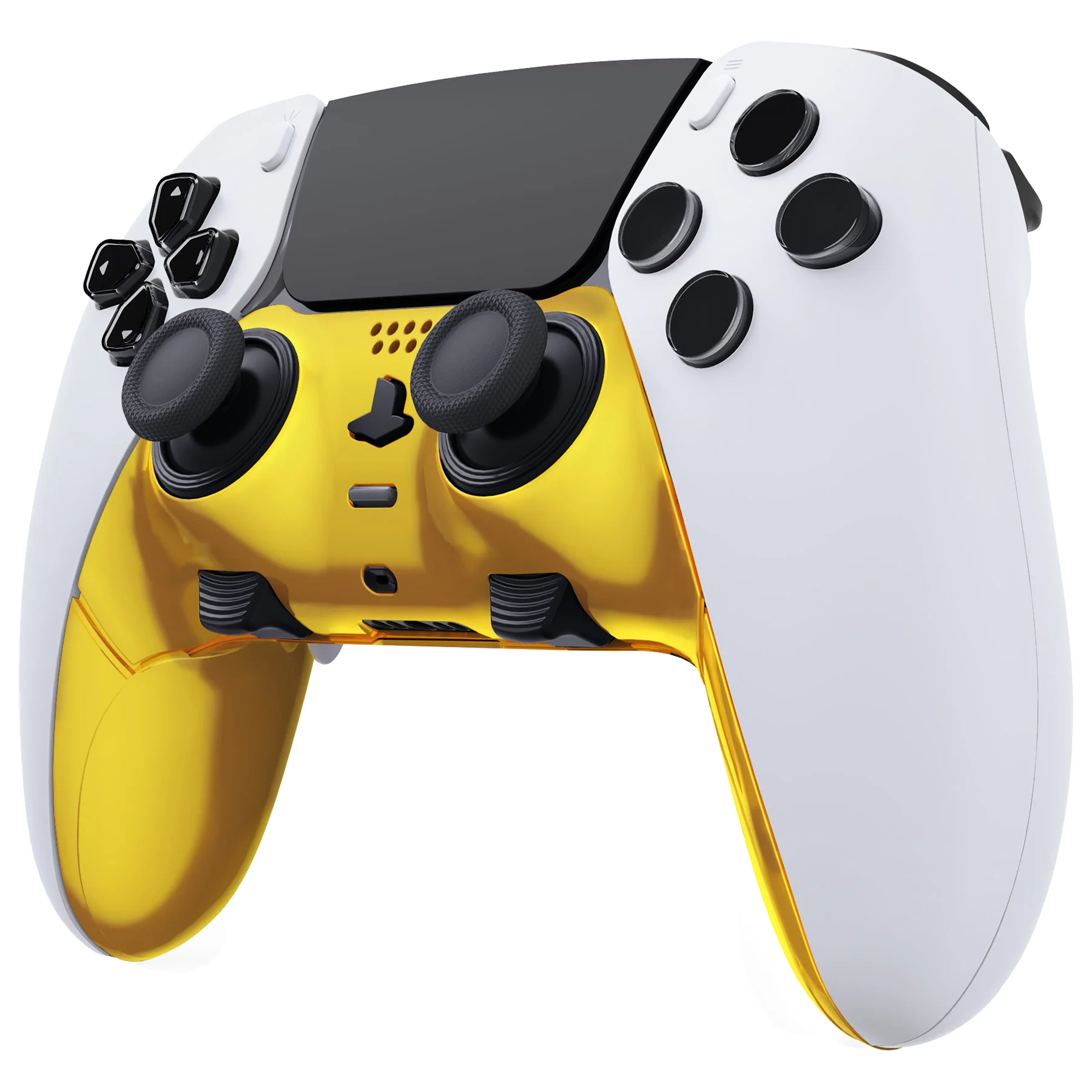 eXtremeRate Replacement Top Bottom Decorative Trim Shell Compatible with PS5 Edge Controller - Chrome Gold - Image 4
