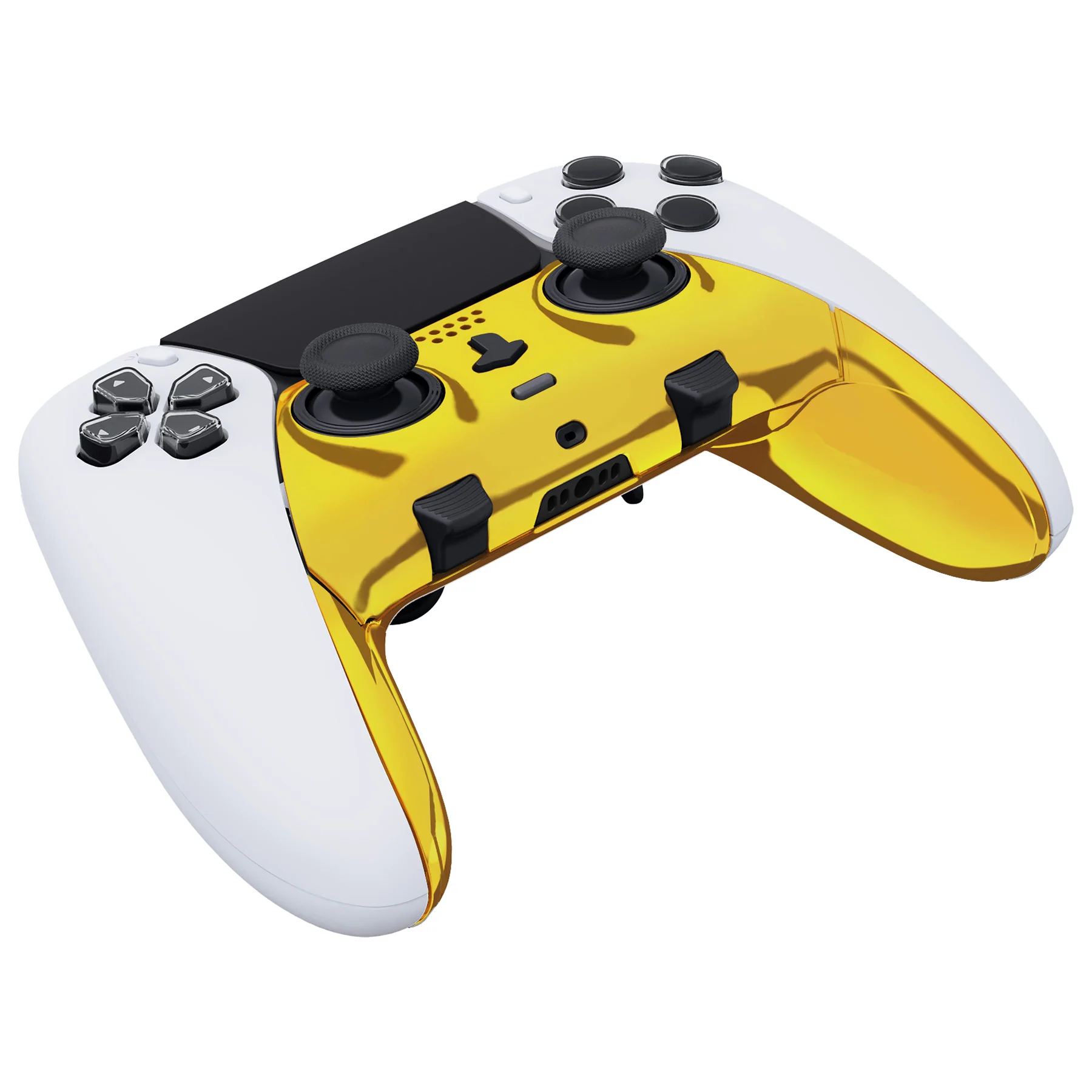 eXtremeRate Replacement Top Bottom Decorative Trim Shell Compatible with PS5 Edge Controller - Chrome Gold - Image 6
