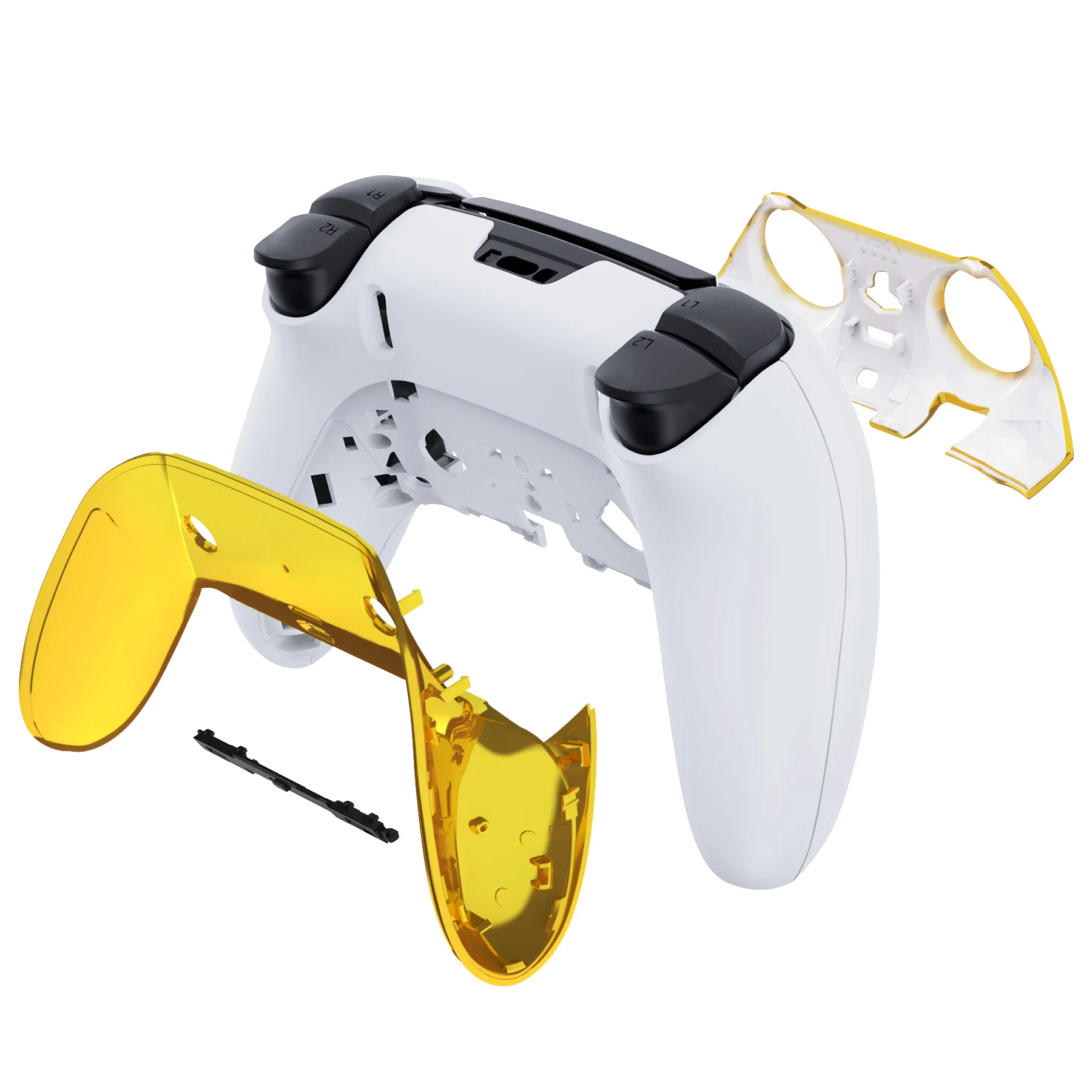 eXtremeRate Replacement Top Bottom Decorative Trim Shell Compatible with PS5 Edge Controller - Chrome Gold - Image 7
