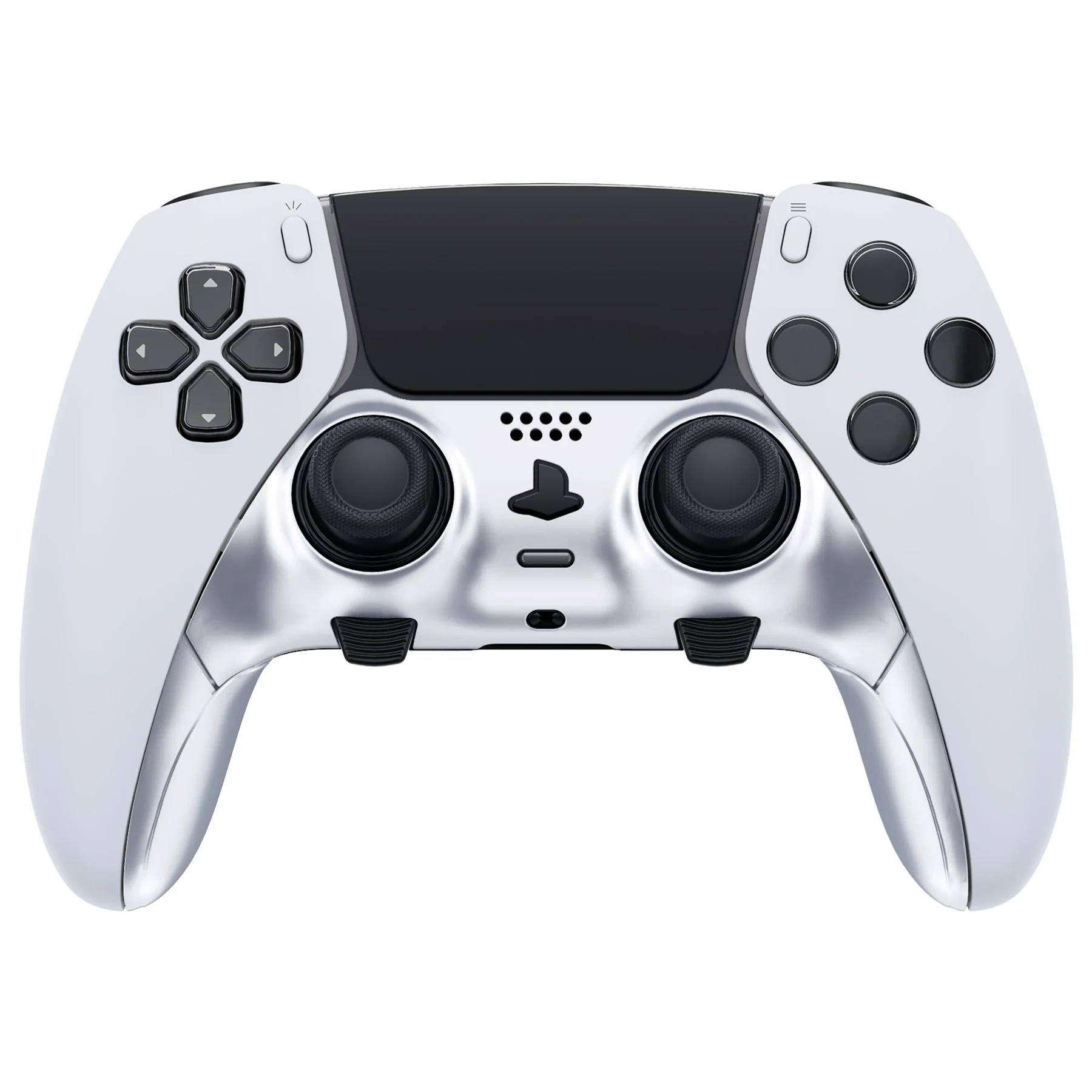 eXtremeRate Replacement Top Bottom Decorative Trim Shell Compatible with PS5 Edge Controller - Chrome Silver - Image 2