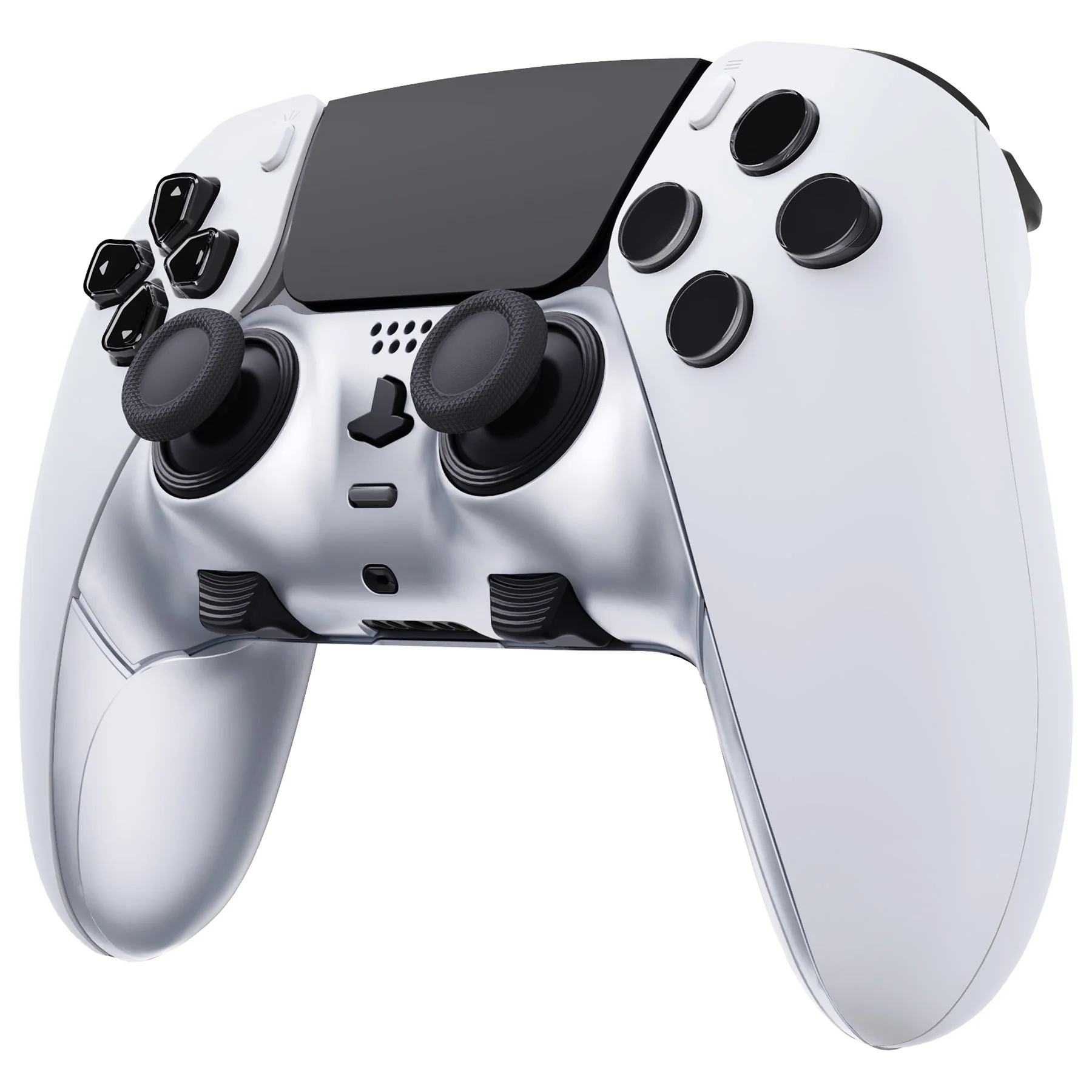 eXtremeRate Replacement Top Bottom Decorative Trim Shell Compatible with PS5 Edge Controller - Chrome Silver - Image 3