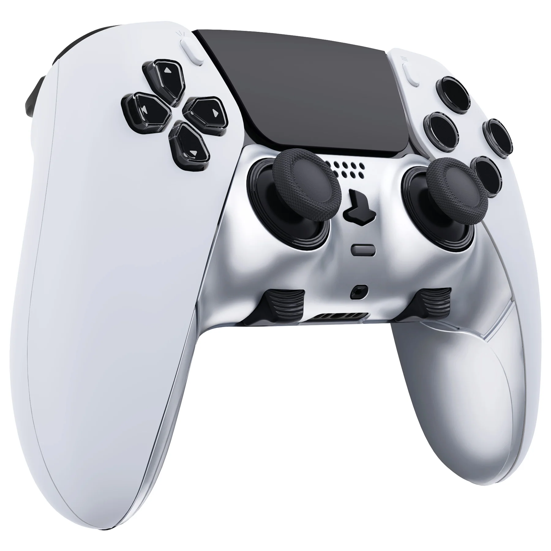 eXtremeRate Replacement Top Bottom Decorative Trim Shell Compatible with PS5 Edge Controller - Chrome Silver - Image 4