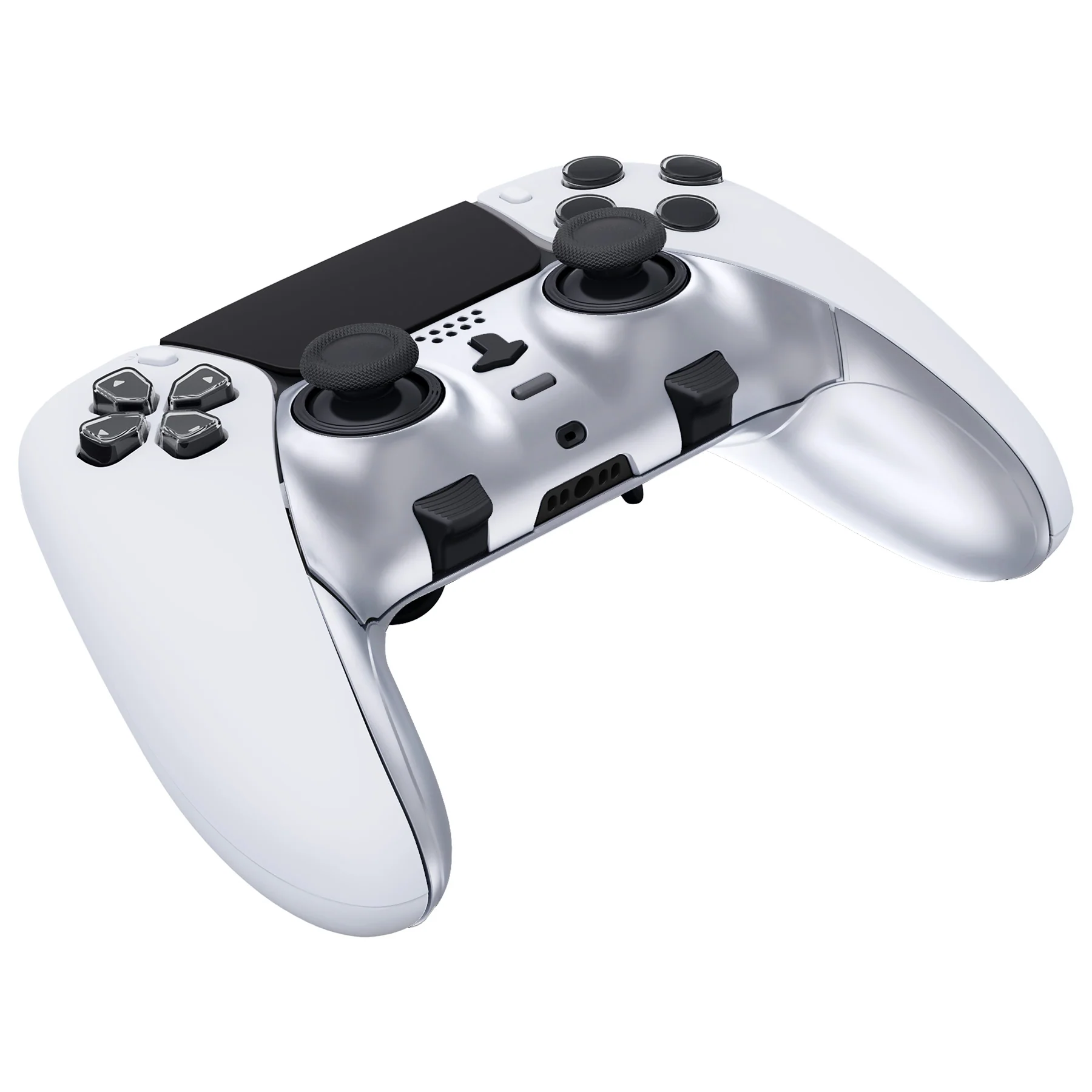 eXtremeRate Replacement Top Bottom Decorative Trim Shell Compatible with PS5 Edge Controller - Chrome Silver - Image 6