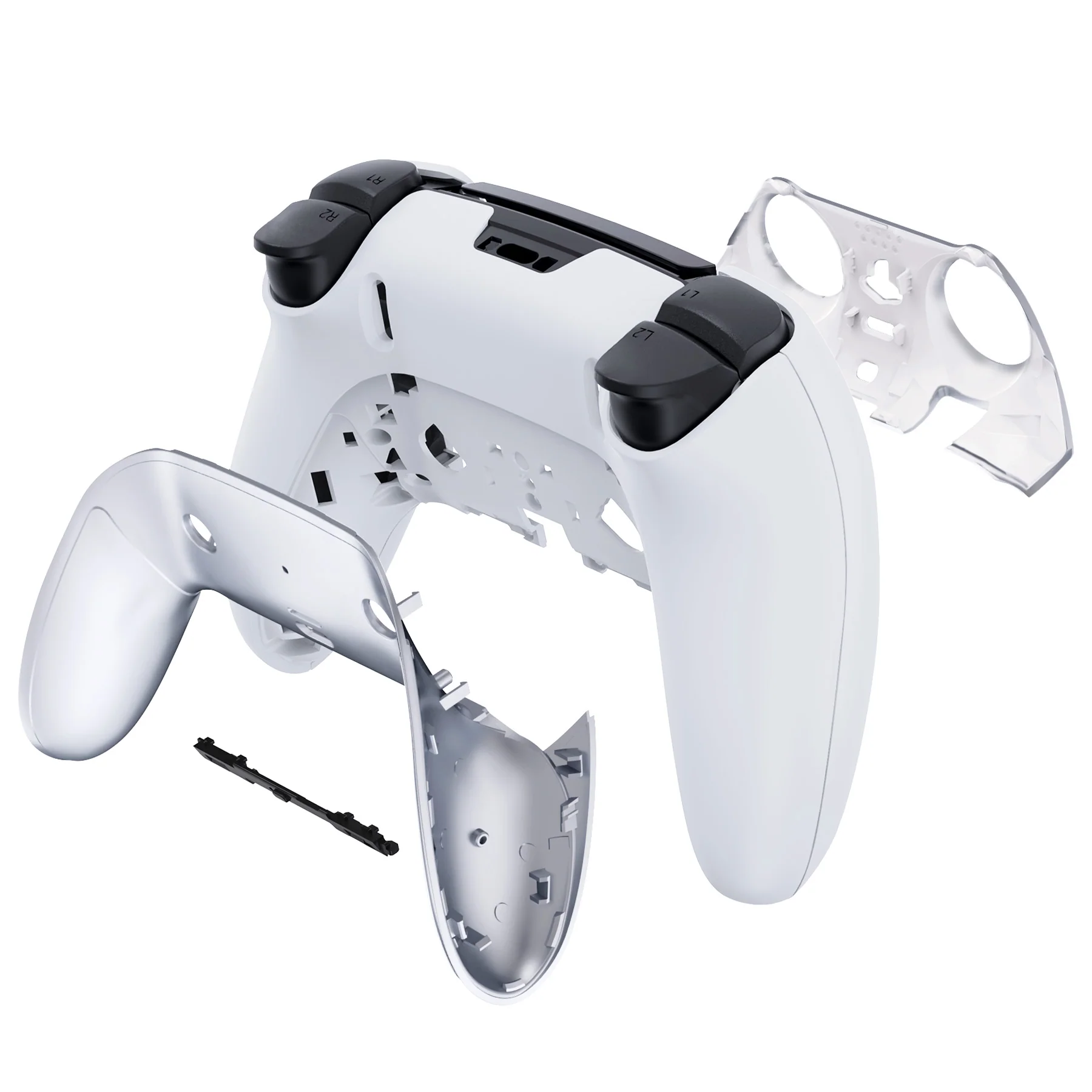 eXtremeRate Replacement Top Bottom Decorative Trim Shell Compatible with PS5 Edge Controller - Chrome Silver - Image 7