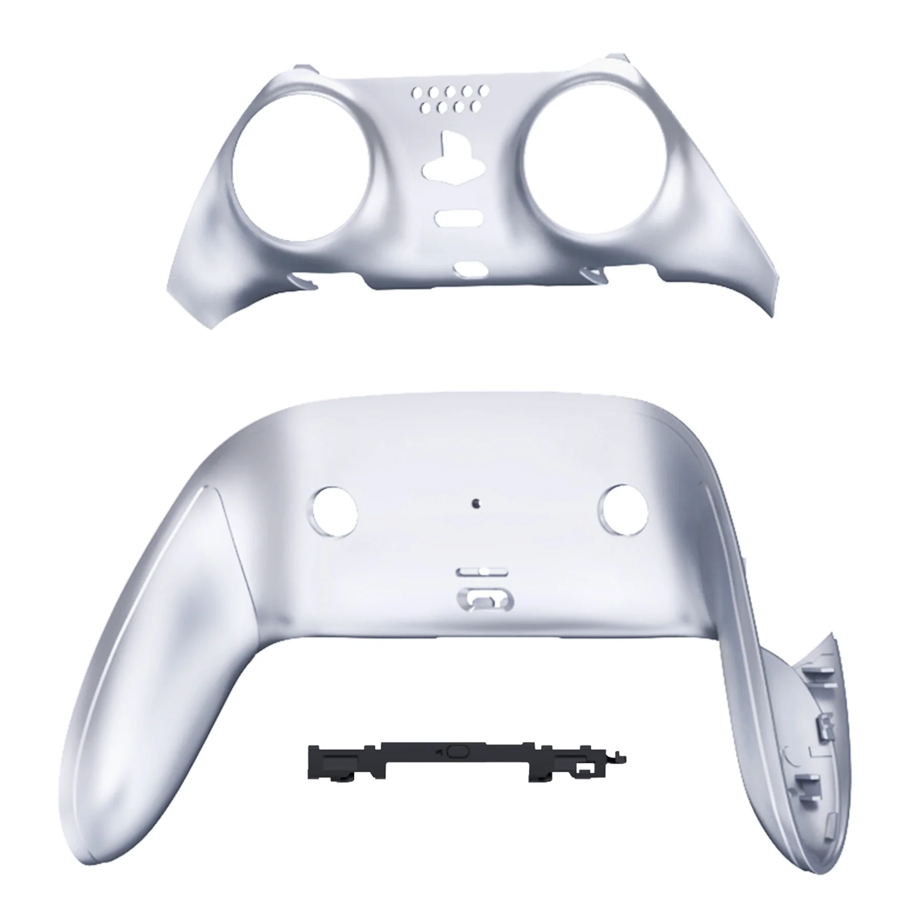 eXtremeRate Replacement Top Bottom Decorative Trim Shell Compatible with PS5 Edge Controller - Chrome Silver - Image 8