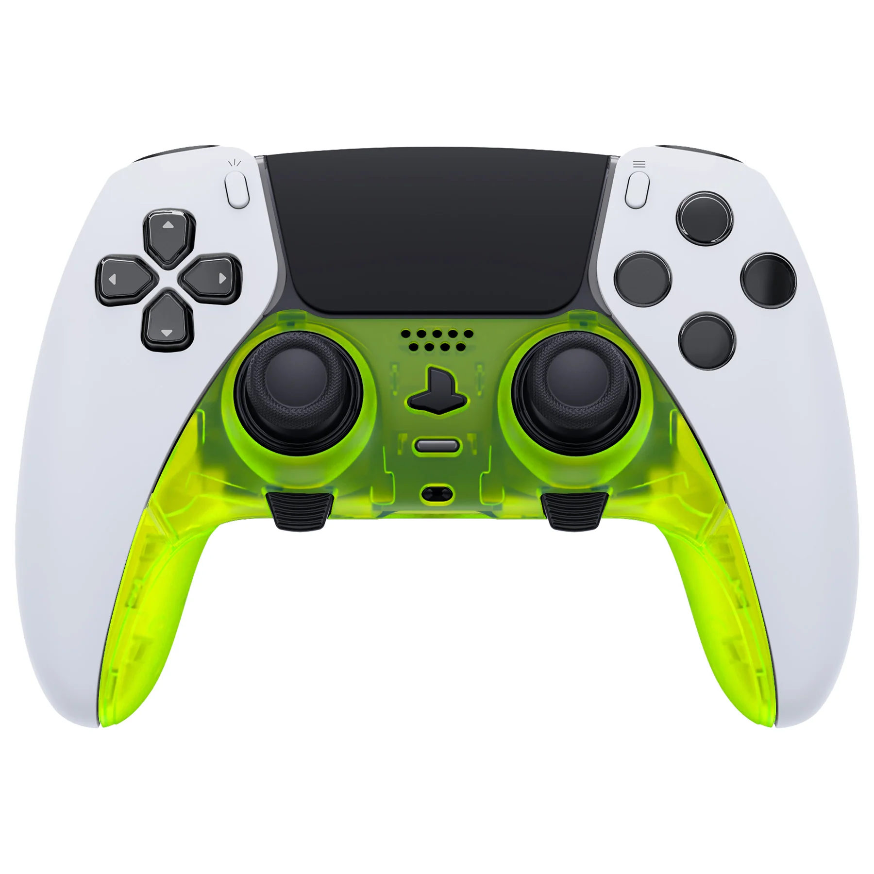 eXtremeRate Replacement Top Bottom Decorative Trim Shell Compatible with PS5 Edge Controller - Clear Lime Green - Image 2