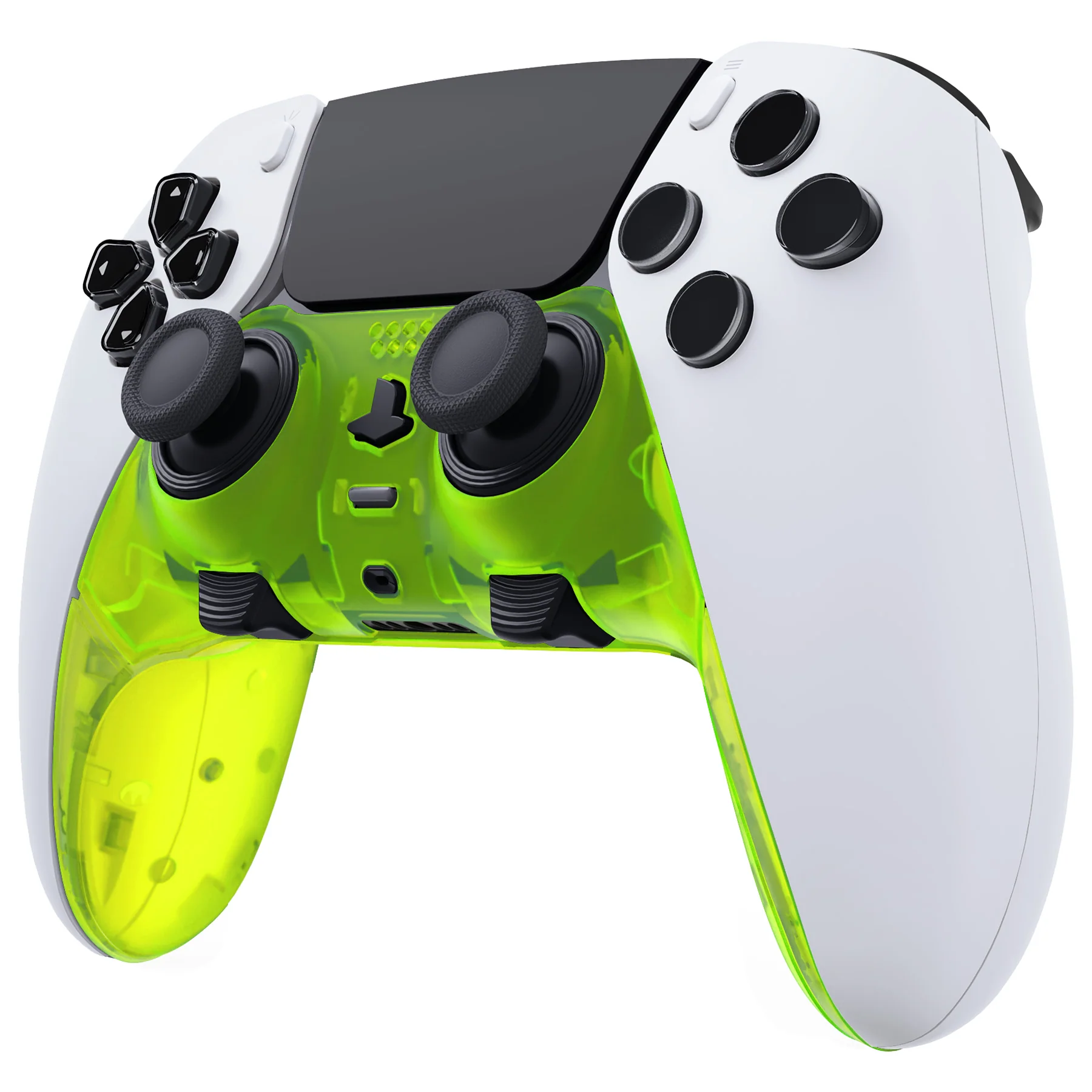 eXtremeRate Replacement Top Bottom Decorative Trim Shell Compatible with PS5 Edge Controller - Clear Lime Green - Image 3