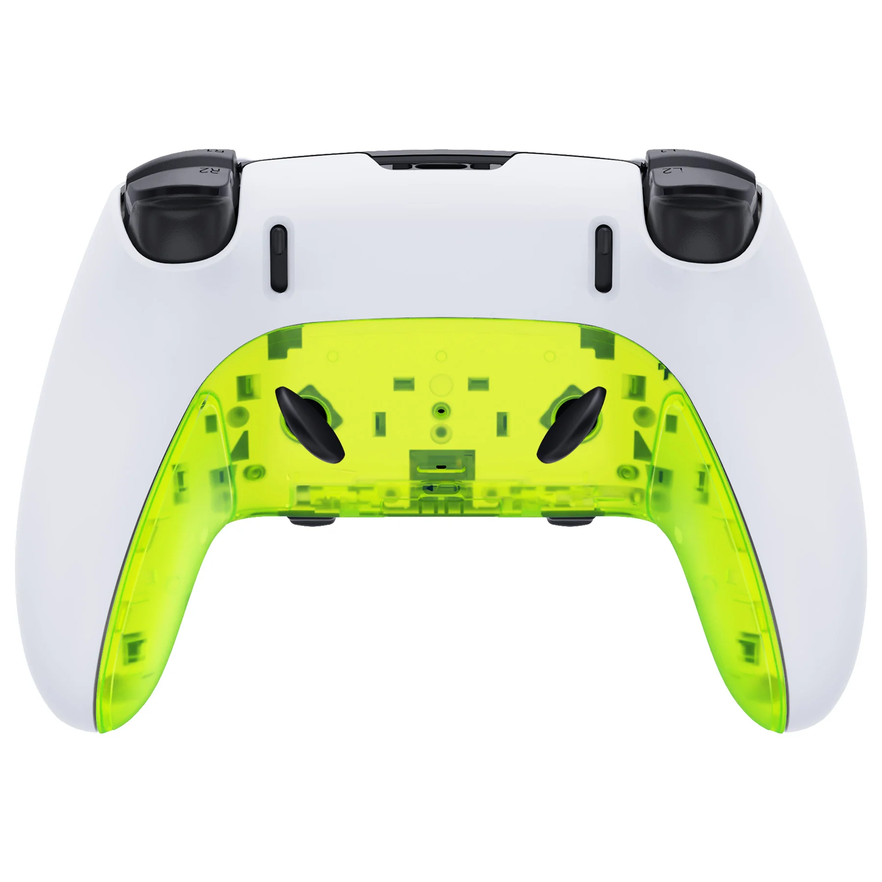 eXtremeRate Replacement Top Bottom Decorative Trim Shell Compatible with PS5 Edge Controller - Clear Lime Green - Image 5