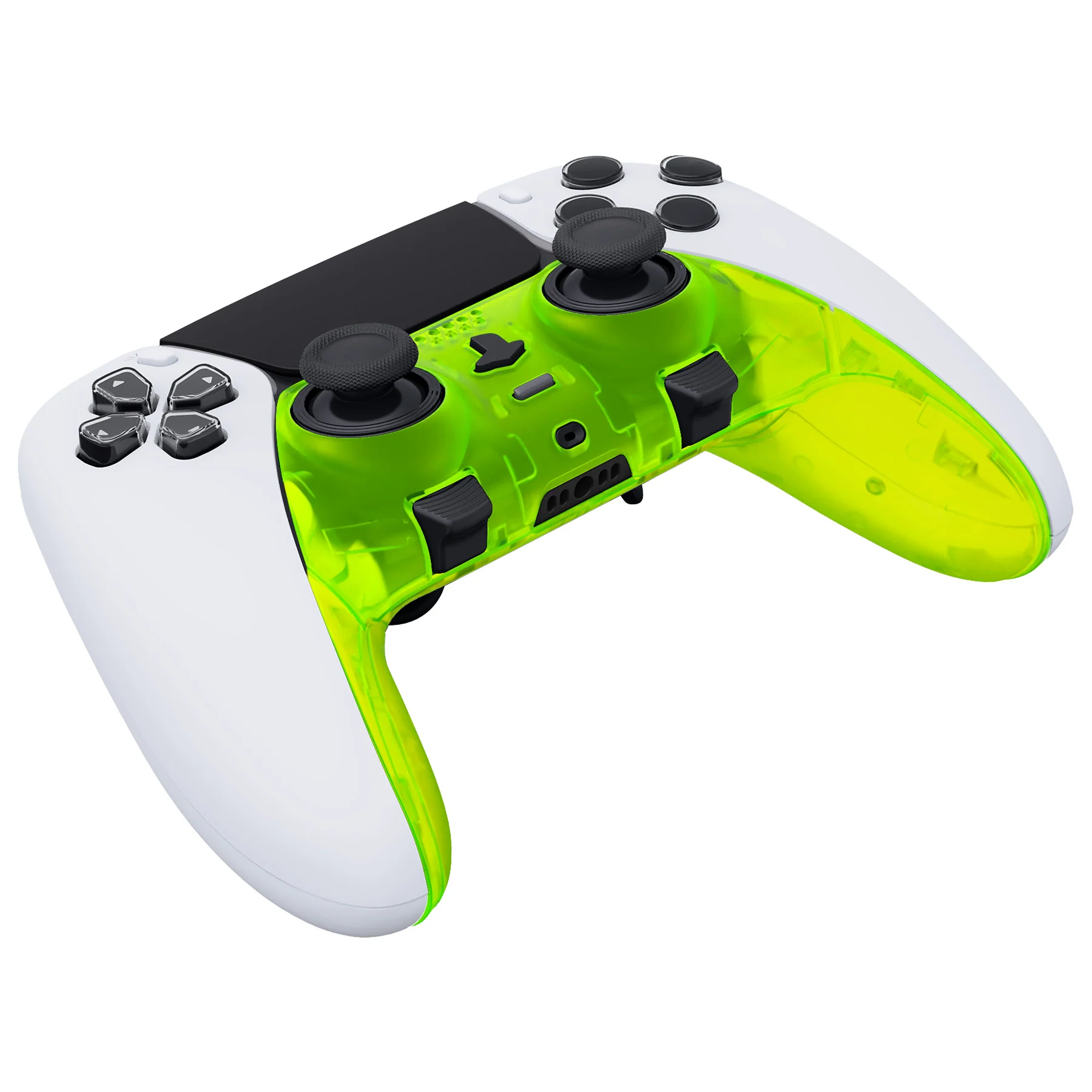 eXtremeRate Replacement Top Bottom Decorative Trim Shell Compatible with PS5 Edge Controller - Clear Lime Green - Image 6