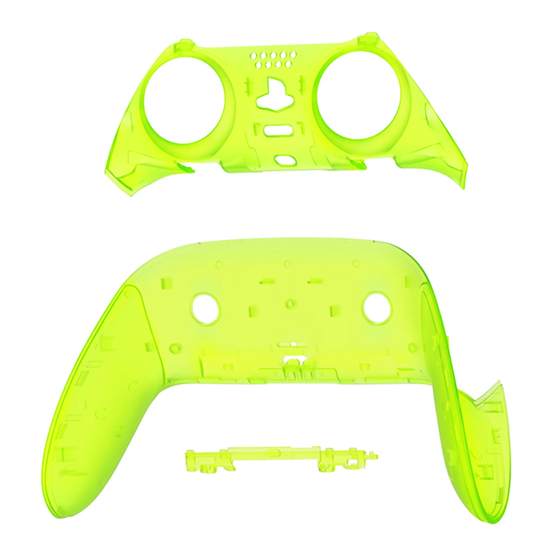 eXtremeRate Replacement Top Bottom Decorative Trim Shell Compatible with PS5 Edge Controller - Clear Lime Green - Image 8