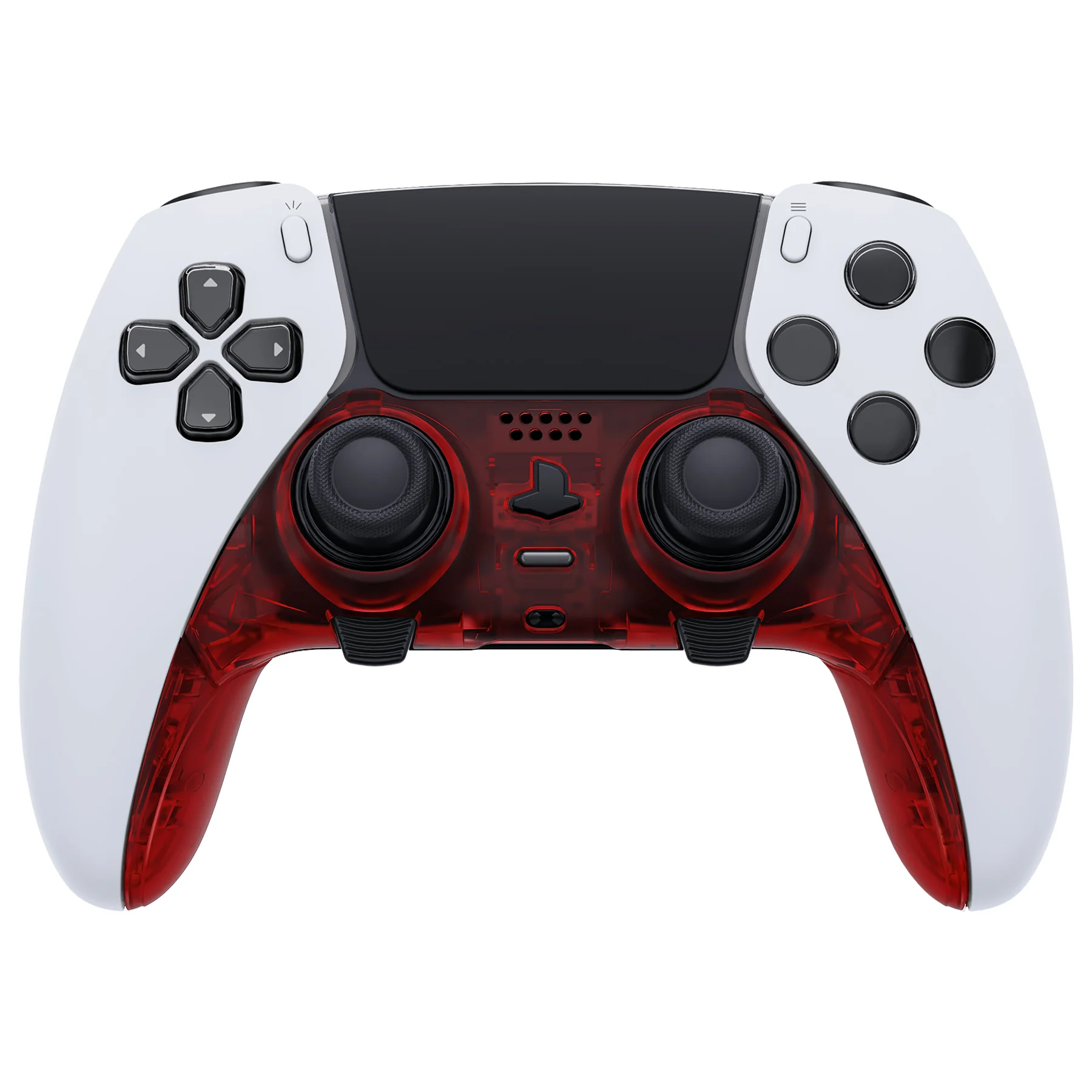 eXtremeRate Replacement Top Bottom Decorative Trim Shell Compatible with PS5 Edge Controller - Clear Red - Image 2