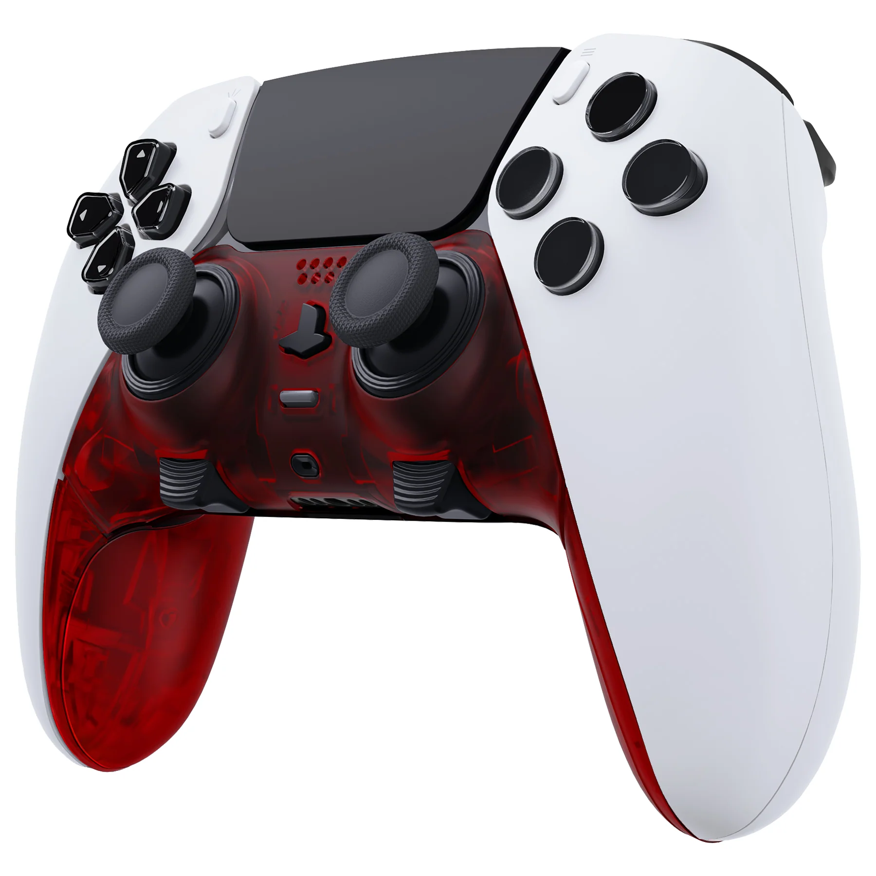 eXtremeRate Replacement Top Bottom Decorative Trim Shell Compatible with PS5 Edge Controller - Clear Red - Image 3