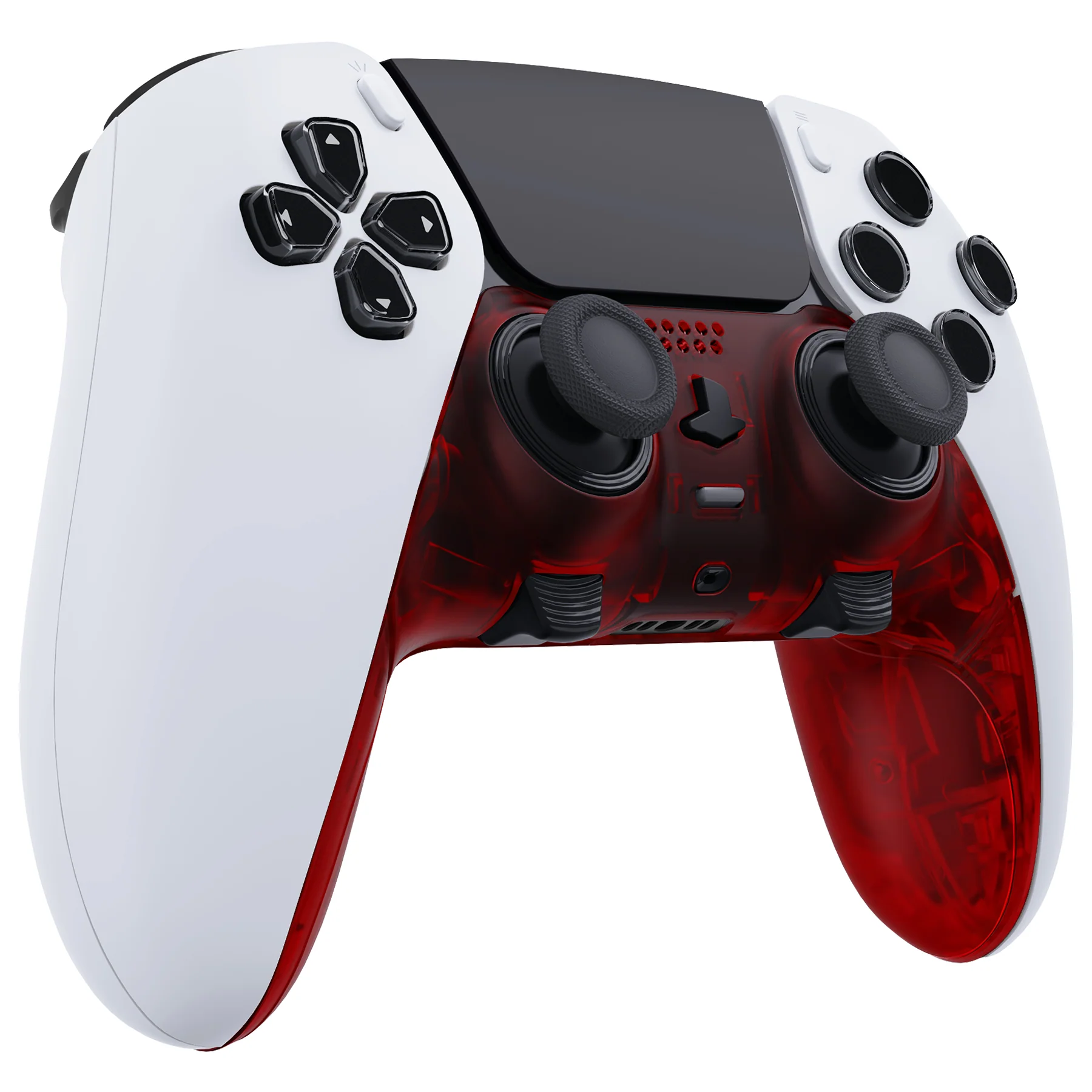 eXtremeRate Replacement Top Bottom Decorative Trim Shell Compatible with PS5 Edge Controller - Clear Red - Image 4