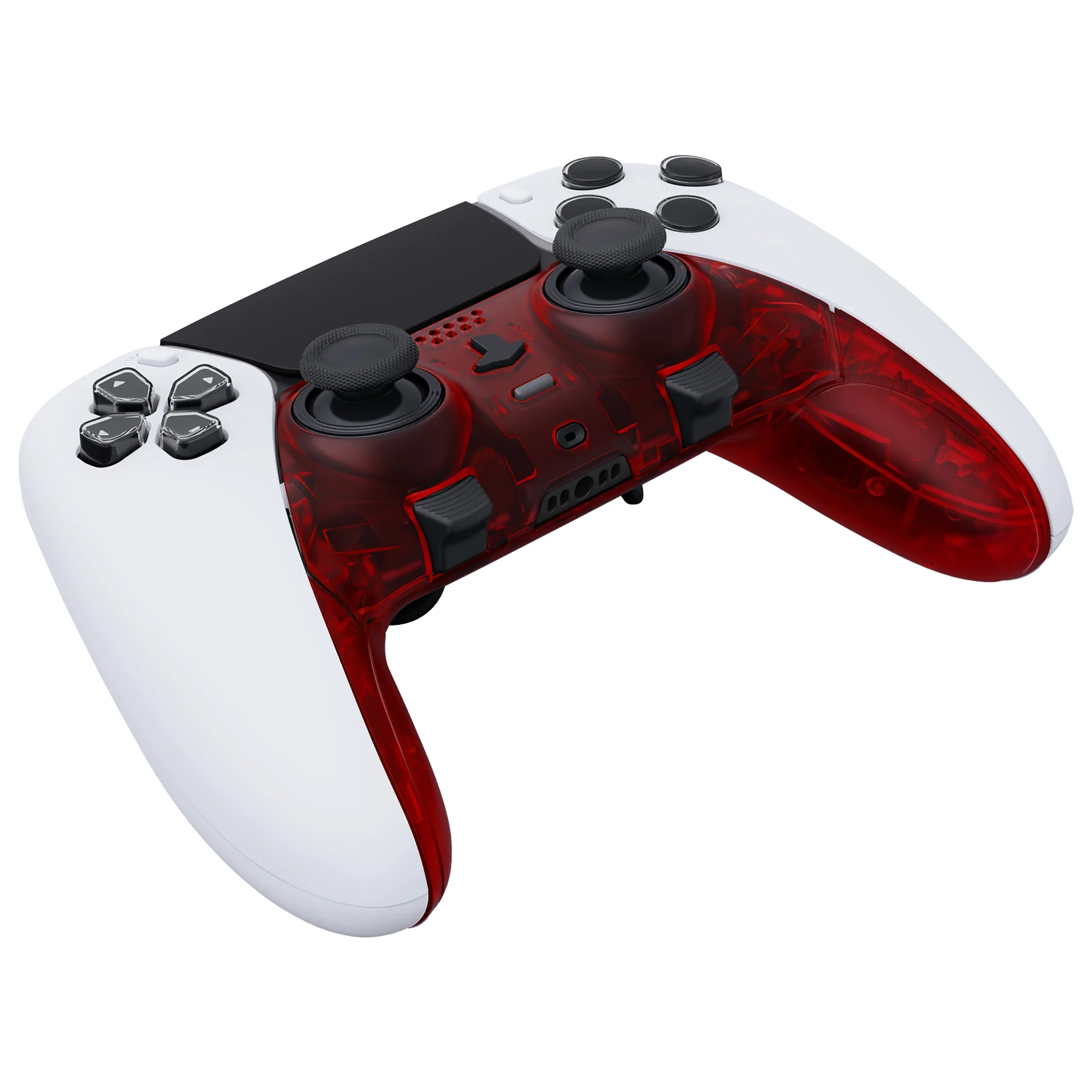 eXtremeRate Replacement Top Bottom Decorative Trim Shell Compatible with PS5 Edge Controller - Clear Red - Image 6