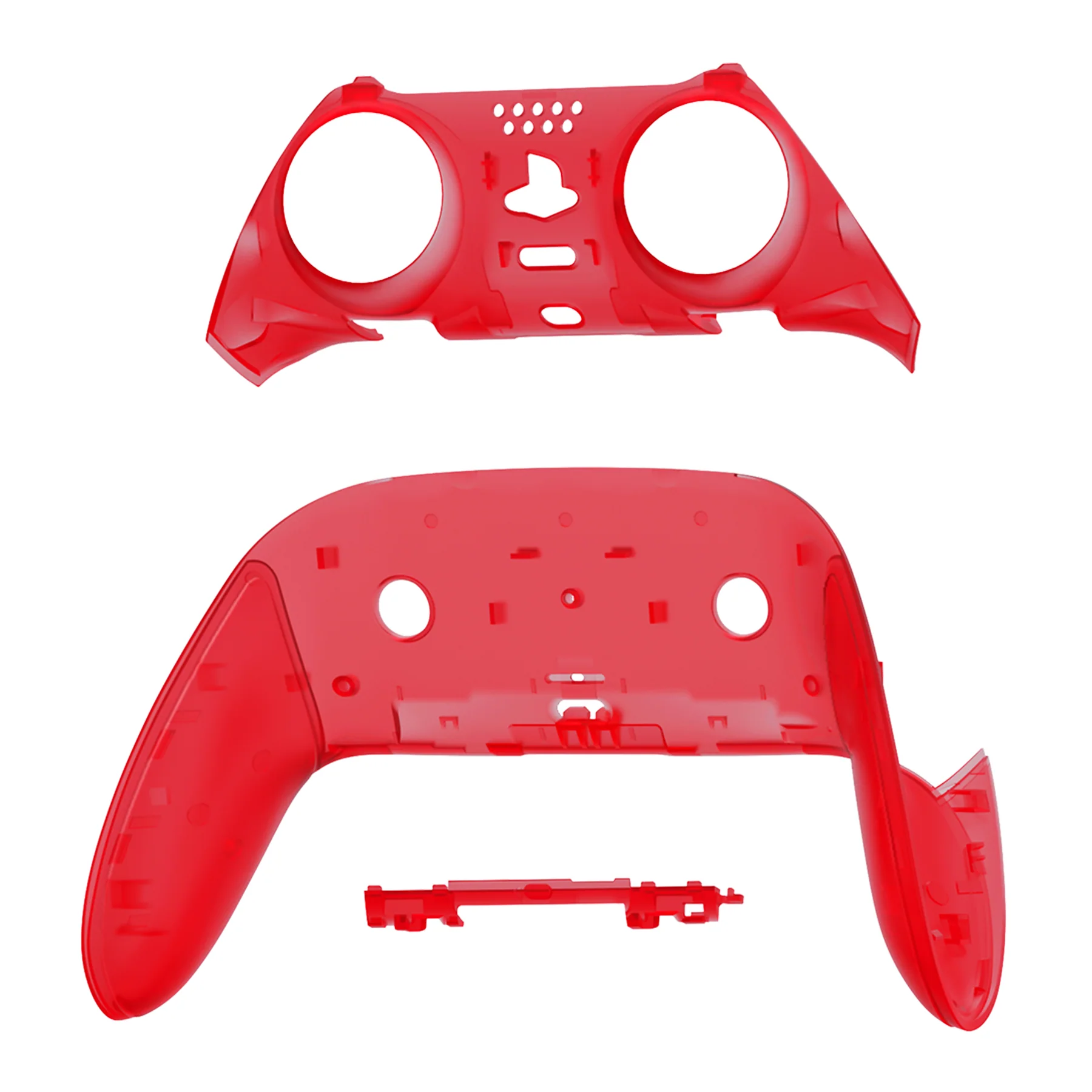 eXtremeRate Replacement Top Bottom Decorative Trim Shell Compatible with PS5 Edge Controller - Clear Red - Image 8