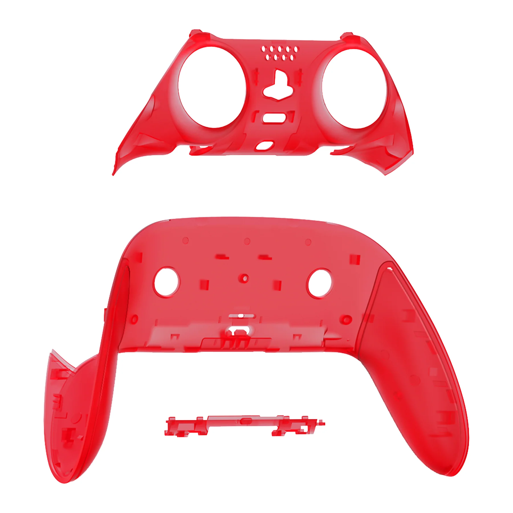 eXtremeRate Replacement Top Bottom Decorative Trim Shell Compatible with PS5 Edge Controller - Clear Red - Image 9