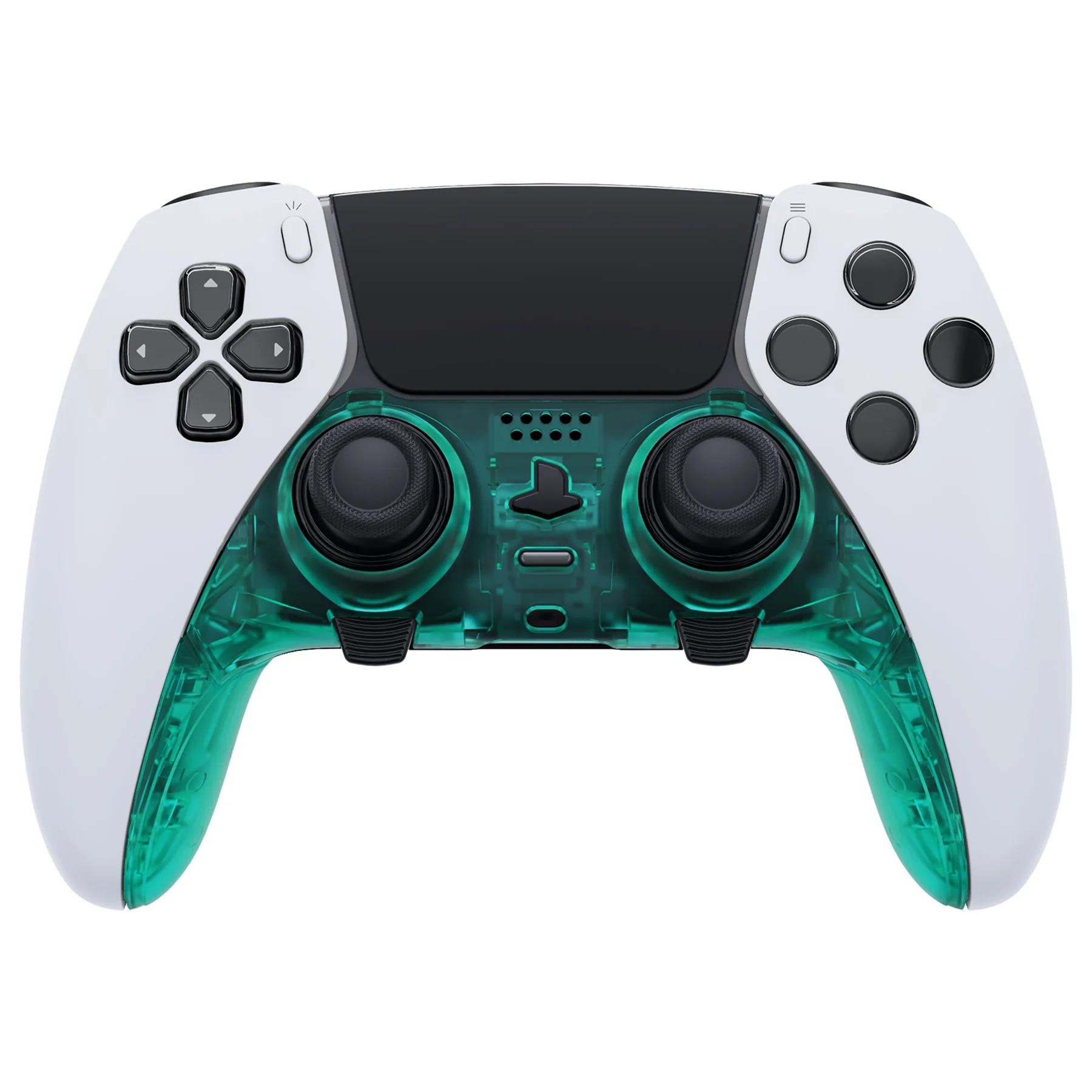 eXtremeRate Replacement Top Bottom Decorative Trim Shell Compatible with PS5 Edge Controller - Emerald Green - Image 2