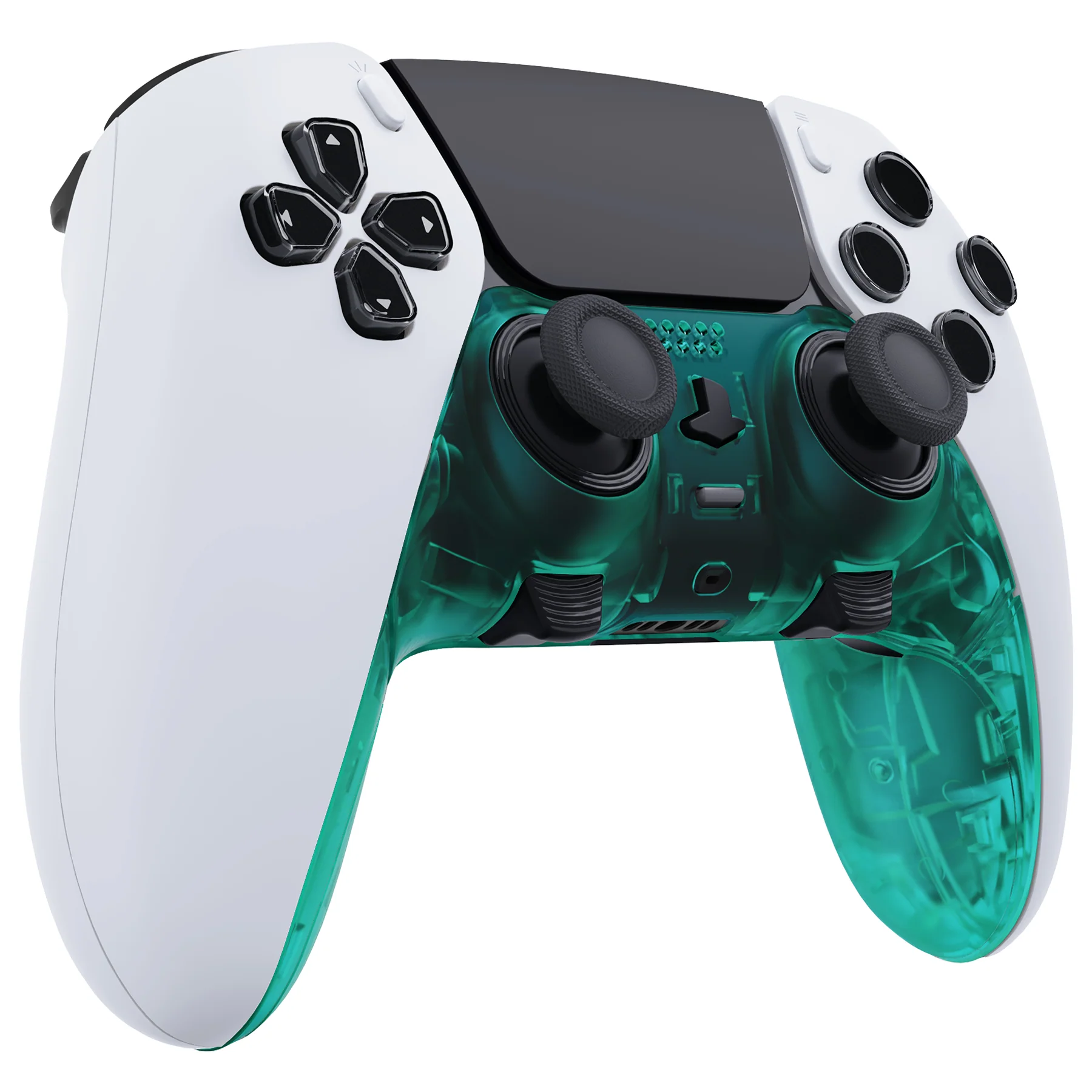 eXtremeRate Replacement Top Bottom Decorative Trim Shell Compatible with PS5 Edge Controller - Emerald Green - Image 3