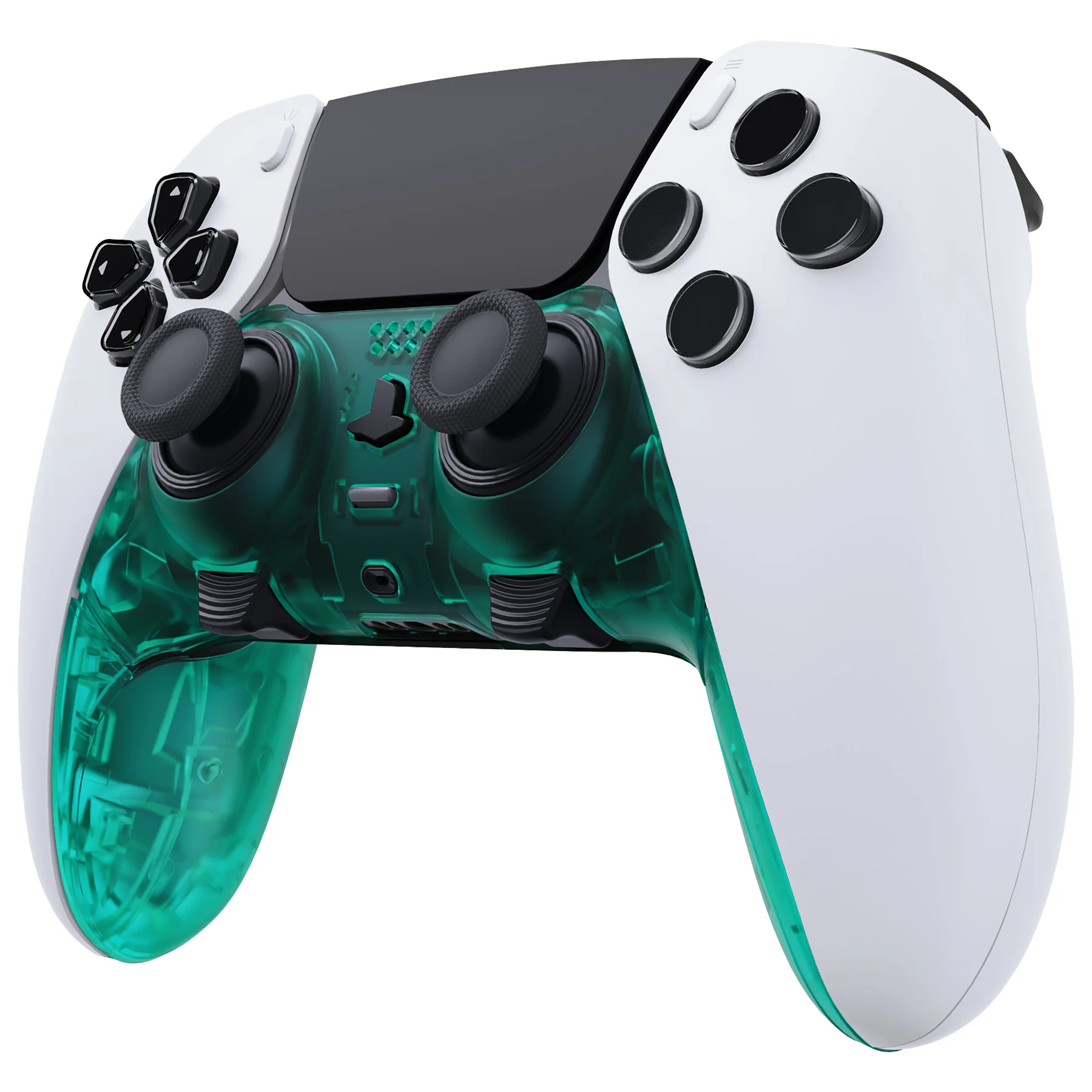 eXtremeRate Replacement Top Bottom Decorative Trim Shell Compatible with PS5 Edge Controller - Emerald Green - Image 4