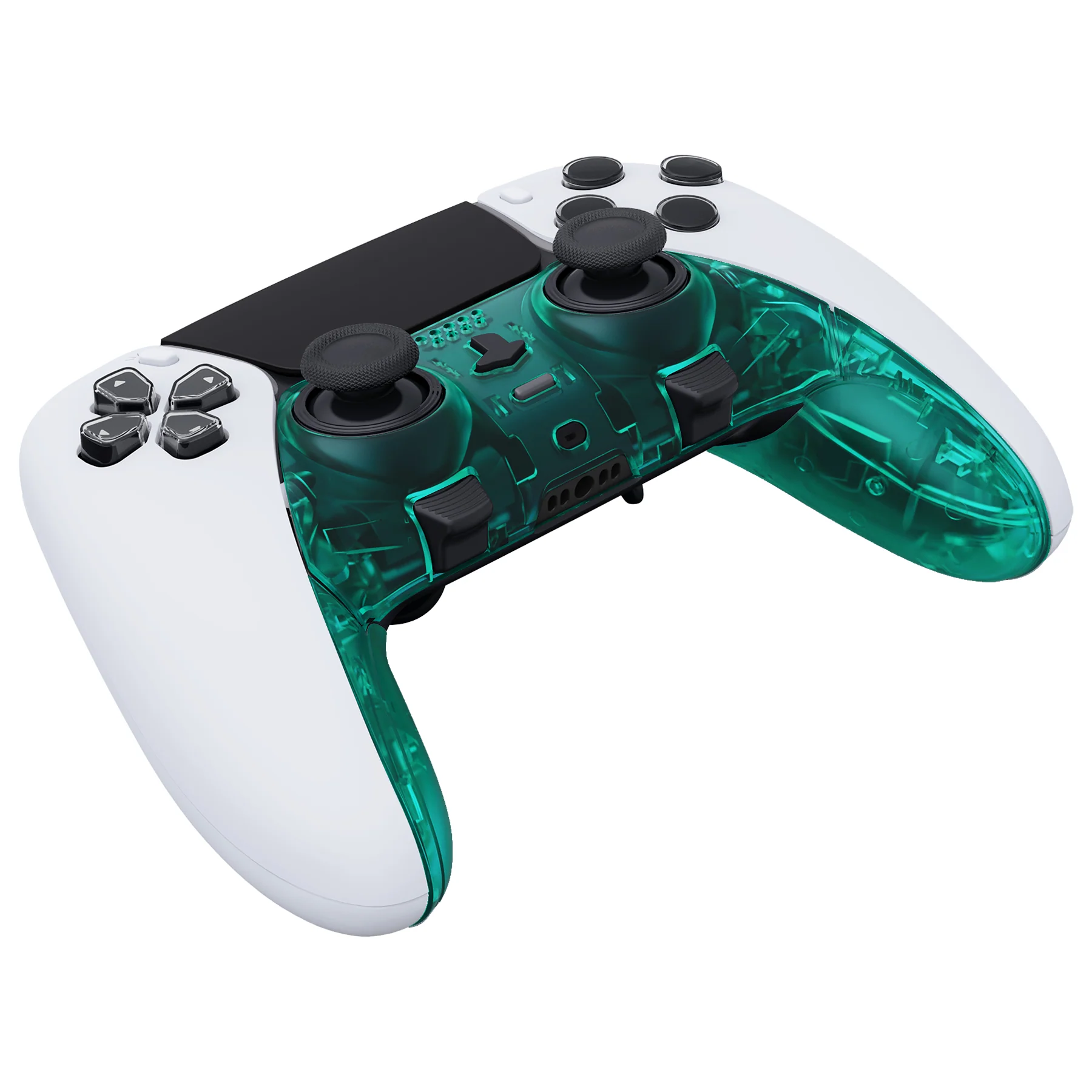 eXtremeRate Replacement Top Bottom Decorative Trim Shell Compatible with PS5 Edge Controller - Emerald Green - Image 6