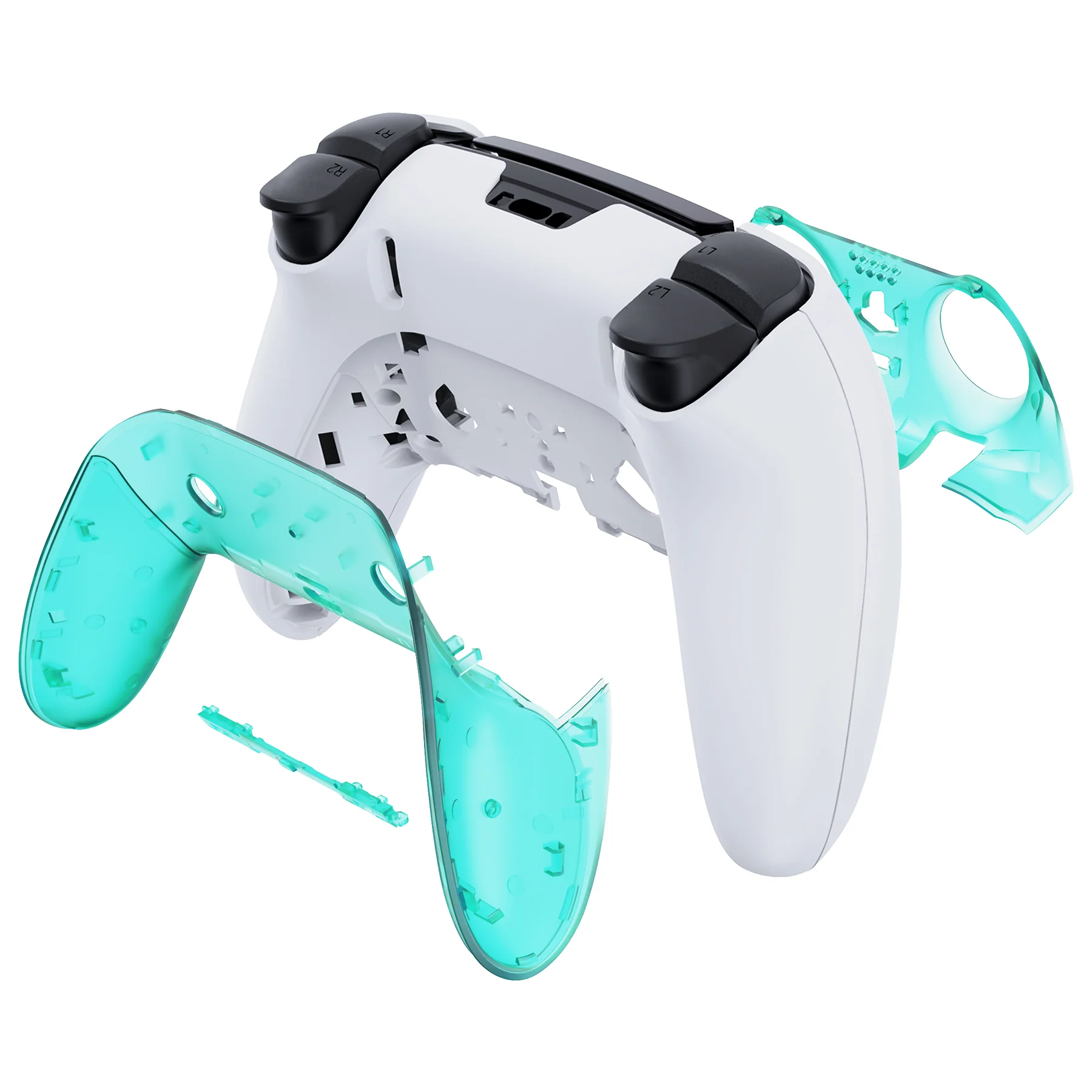 eXtremeRate Replacement Top Bottom Decorative Trim Shell Compatible with PS5 Edge Controller - Emerald Green - Image 7