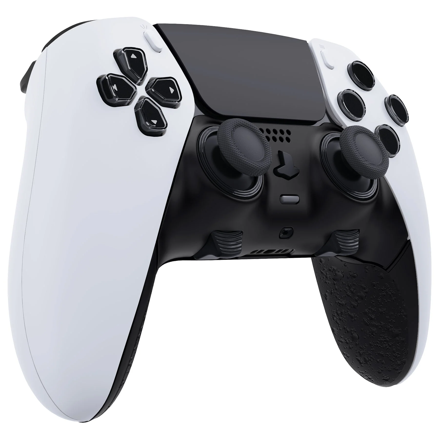 eXtremeRate Replacement Top Bottom Decorative Trim Shell Compatible with PS5 Edge Controller - Textured Black - Image 4
