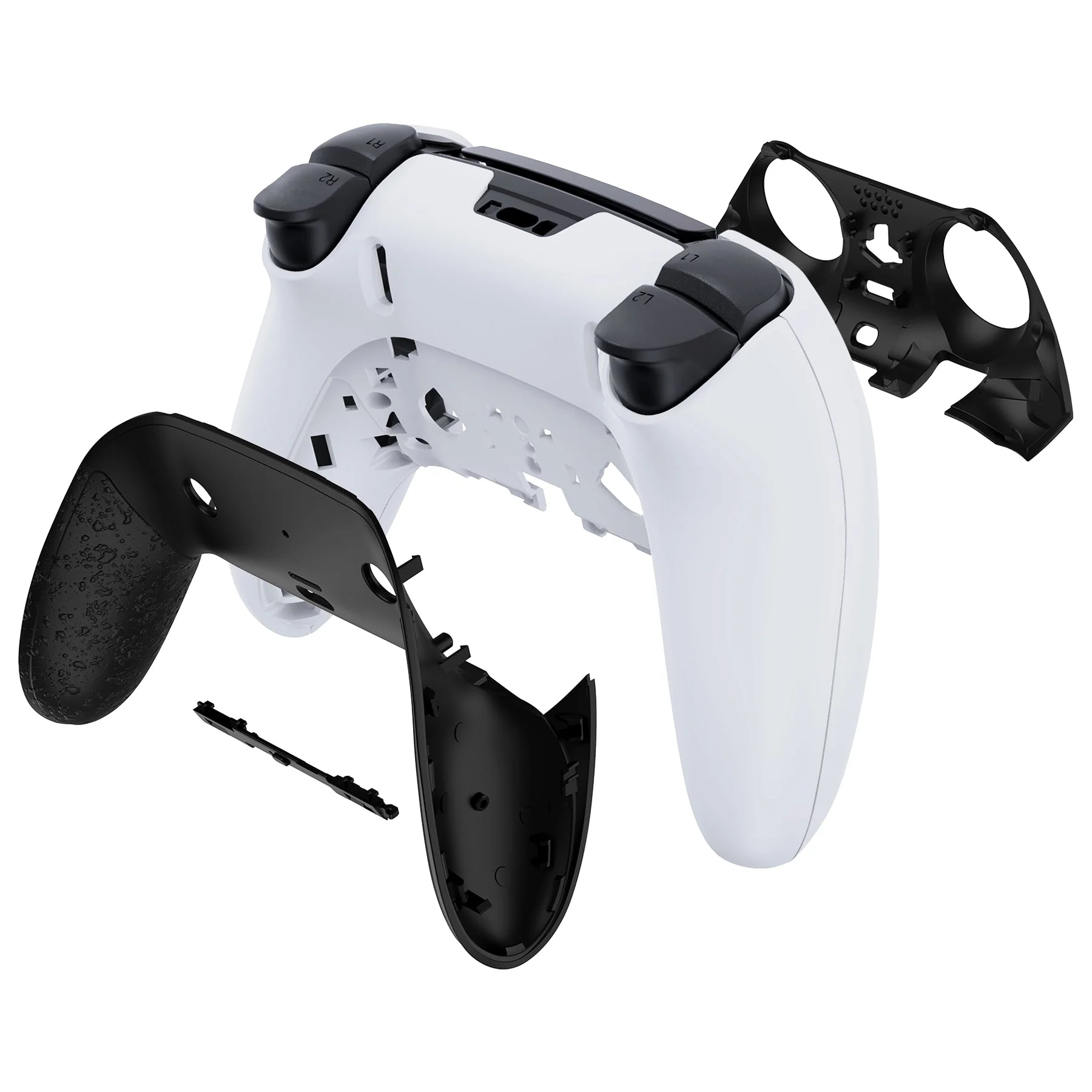 eXtremeRate Replacement Top Bottom Decorative Trim Shell Compatible with PS5 Edge Controller - Textured Black - Image 7