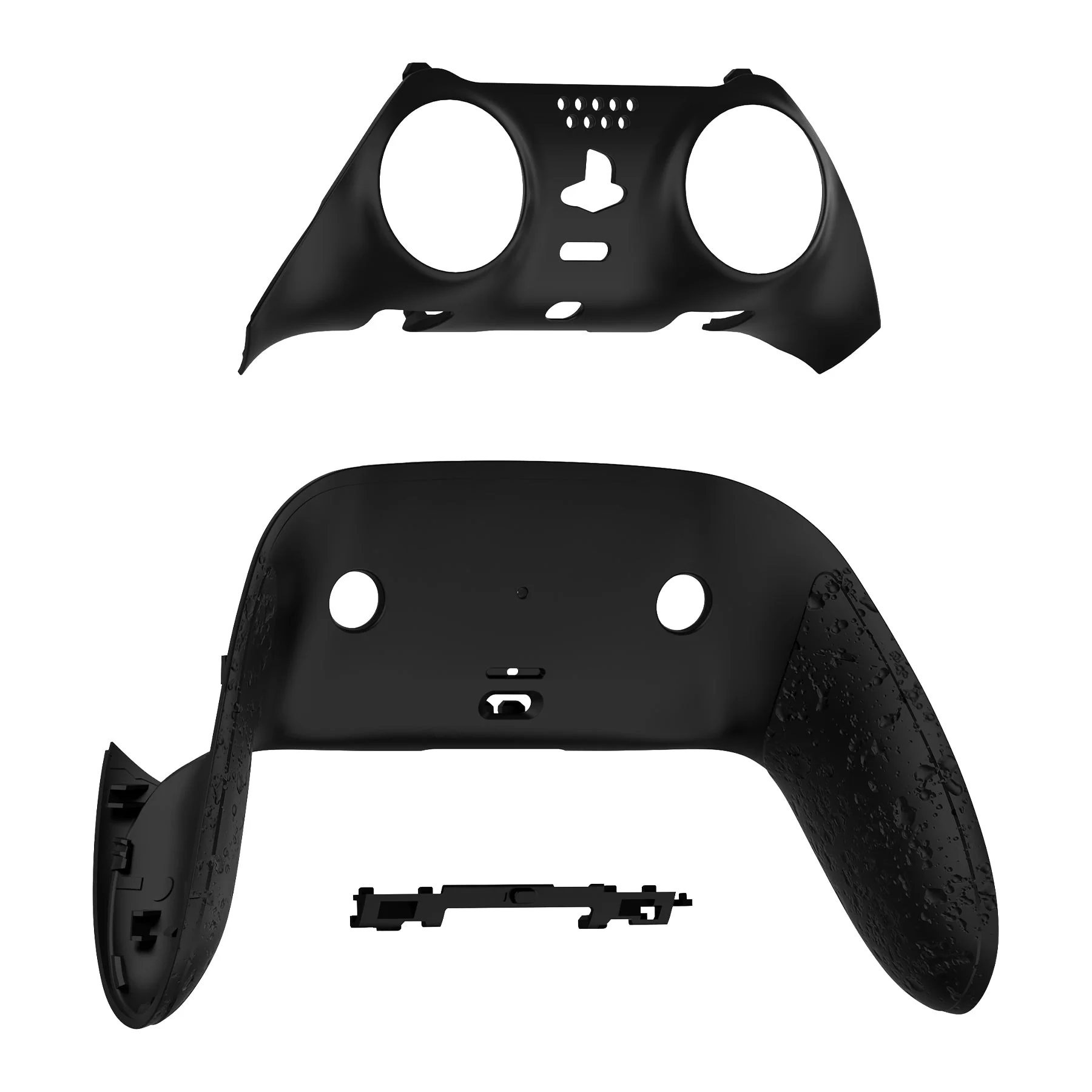eXtremeRate Replacement Top Bottom Decorative Trim Shell Compatible with PS5 Edge Controller - Textured Black - Image 9