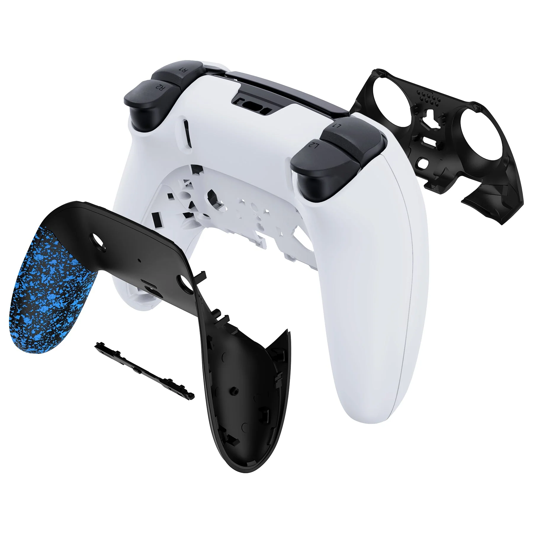 eXtremeRate Replacement Top Bottom Decorative Trim Shell Compatible with PS5 Edge Controller - Textured Blue - Image 7