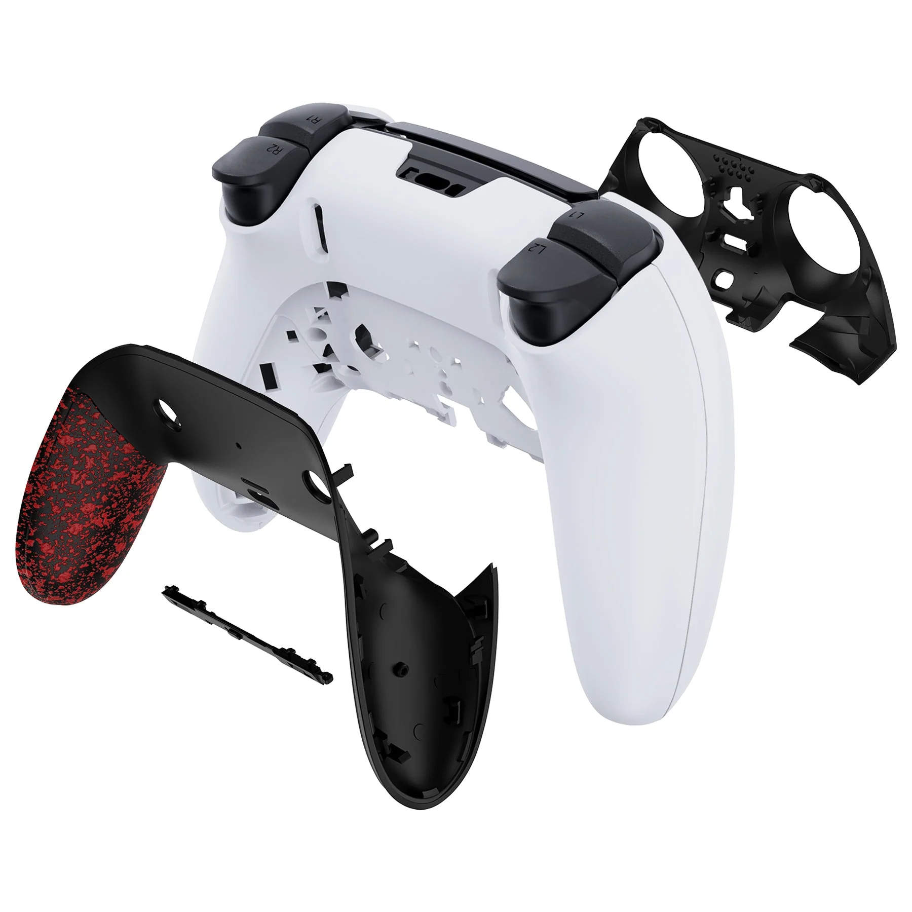 eXtremeRate Replacement Top Bottom Decorative Trim Shell Compatible with PS5 Edge Controller - Textured Red - Image 7