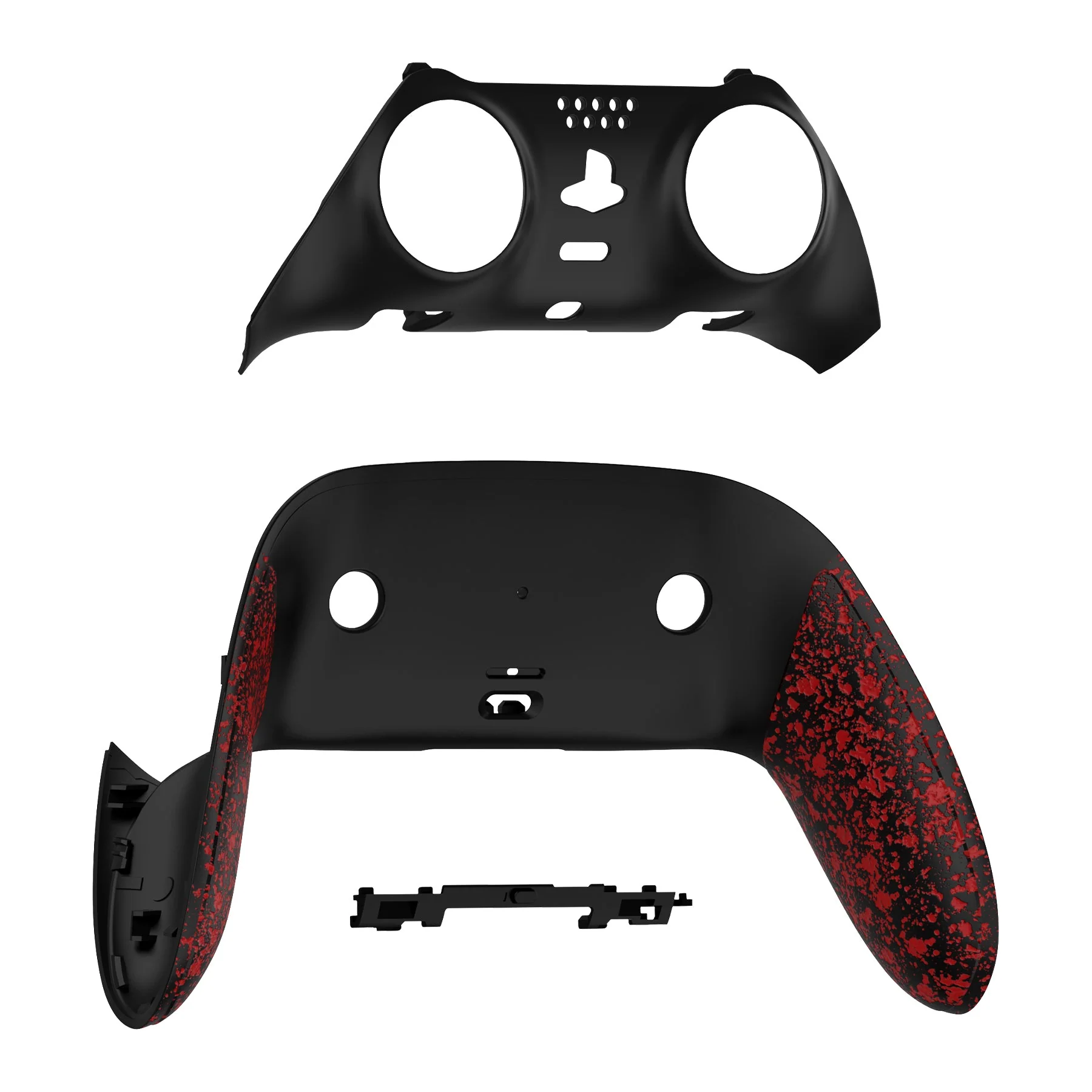 eXtremeRate Replacement Top Bottom Decorative Trim Shell Compatible with PS5 Edge Controller - Textured Red - Image 9