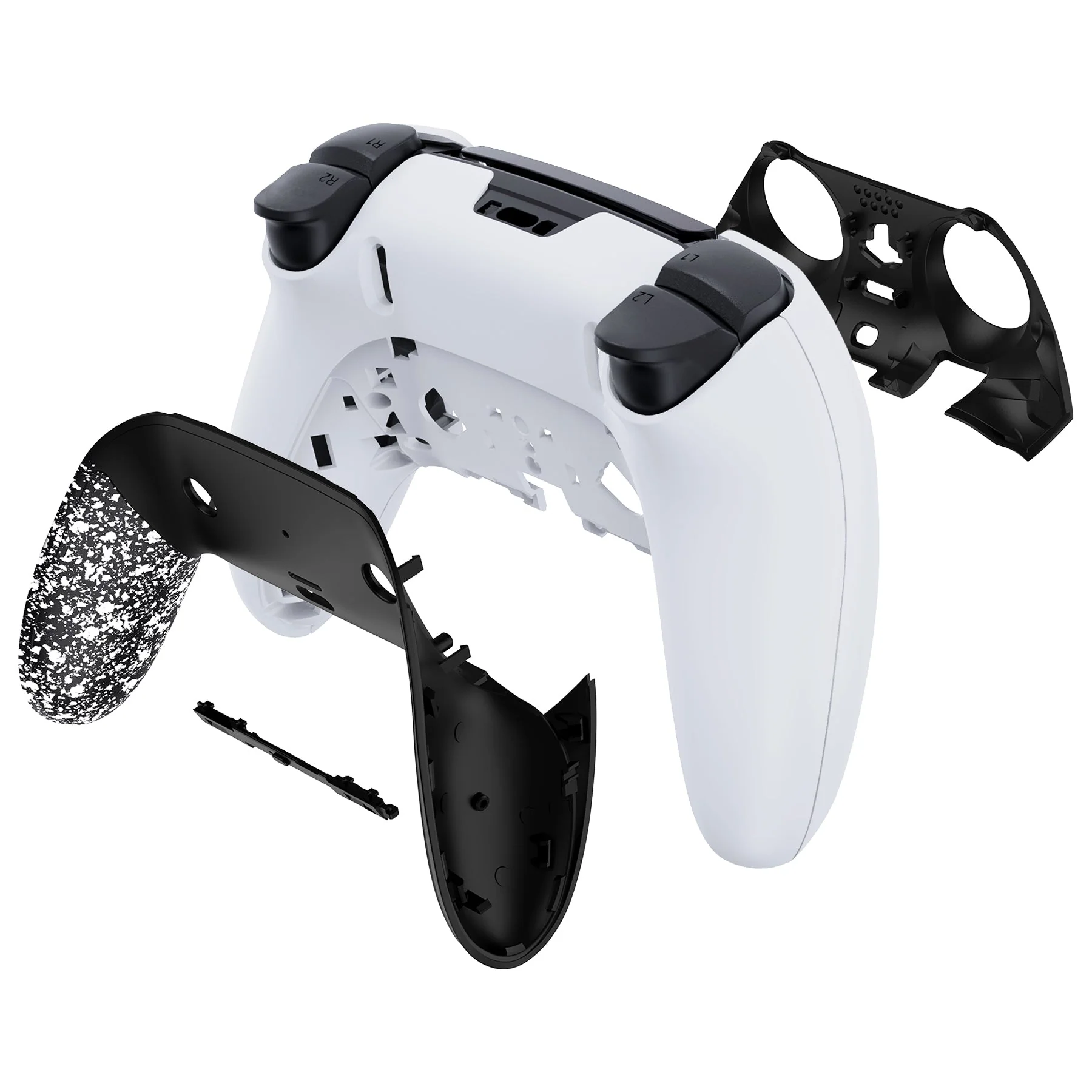 eXtremeRate Replacement Top Bottom Decorative Trim Shell Compatible with PS5 Edge Controller - Textured White - Image 7