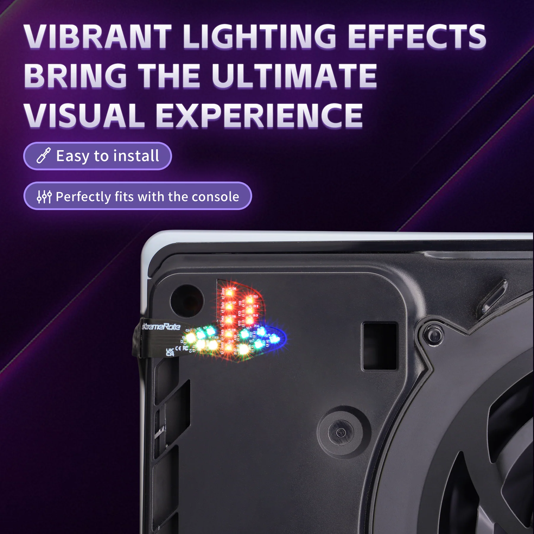 eXtremeRate RGB RAINBOW Logo LED Kit for PS5 Slim/Pro Disc & Digital Console - 7 Colors 40 Effects - Image 8